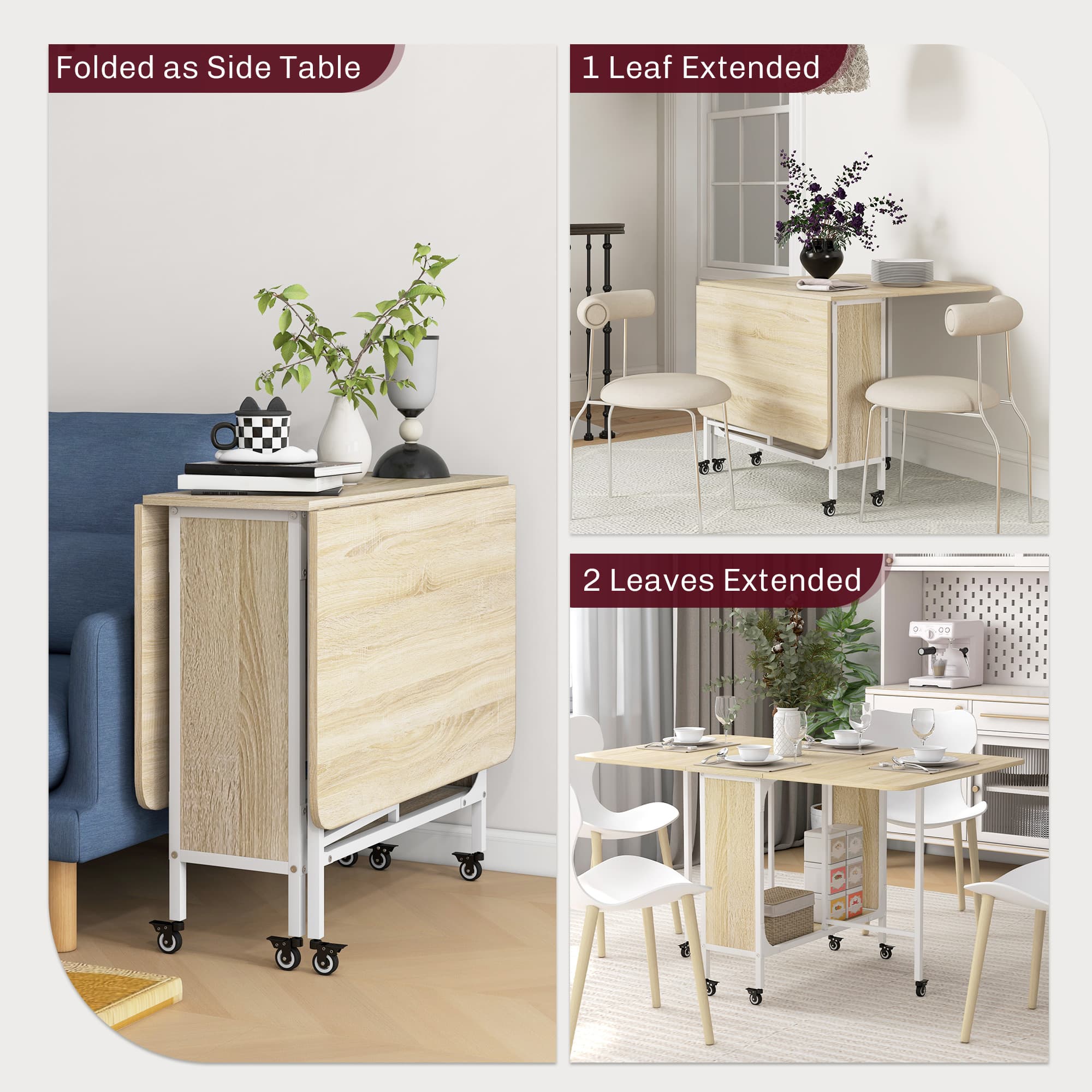Space-Saving Six-Seater Drop Leaf Dining Table - image 2