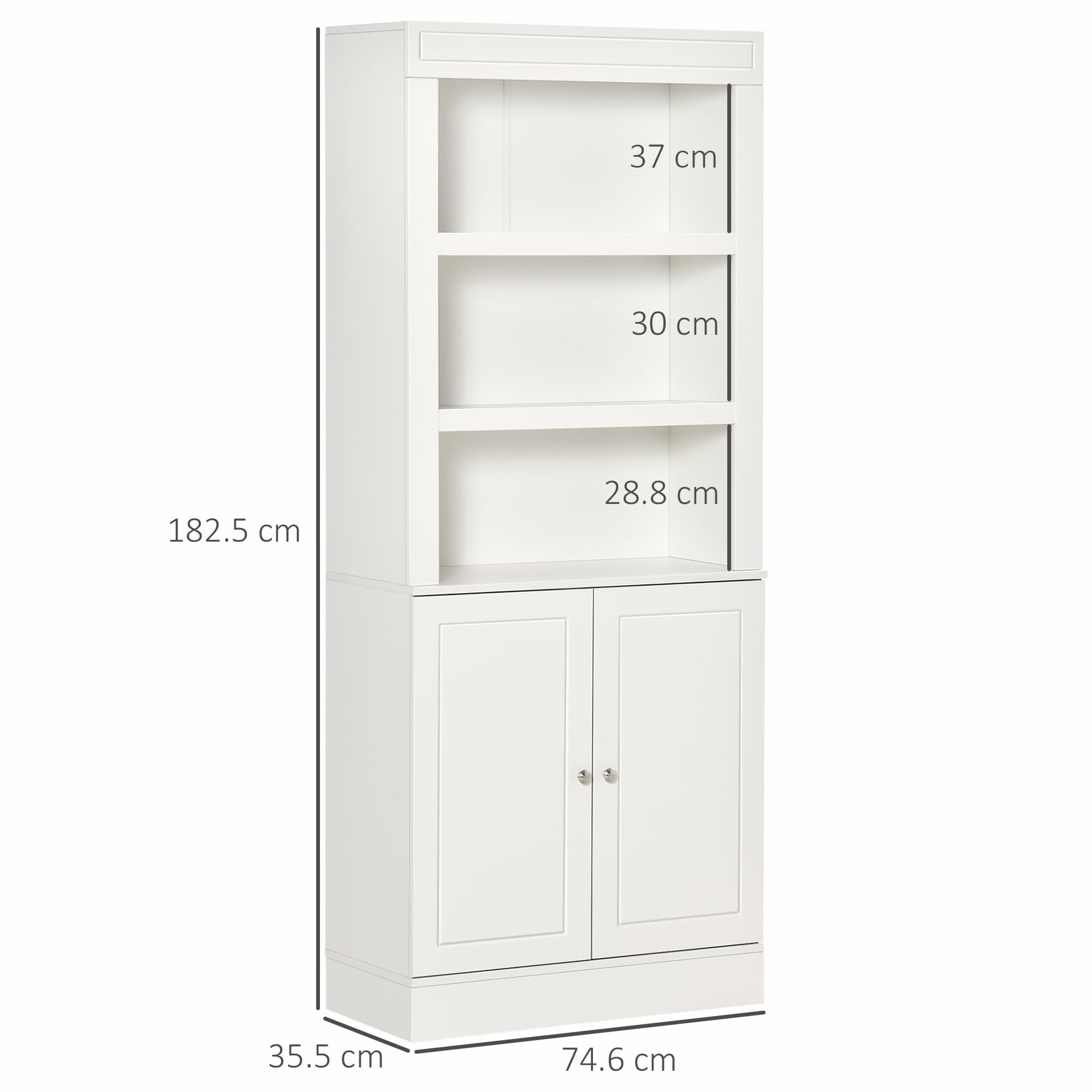 Freestanding White Pantry Cupboard with Open and Closed Storage - image 1