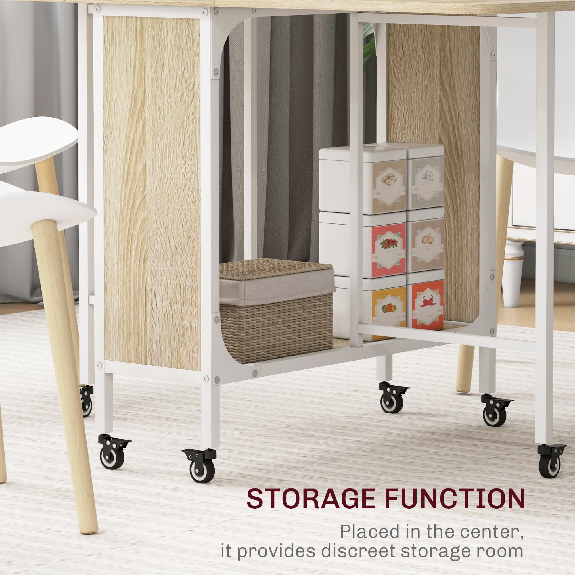 Space-Saving Six-Seater Drop Leaf Dining Table - image 3
