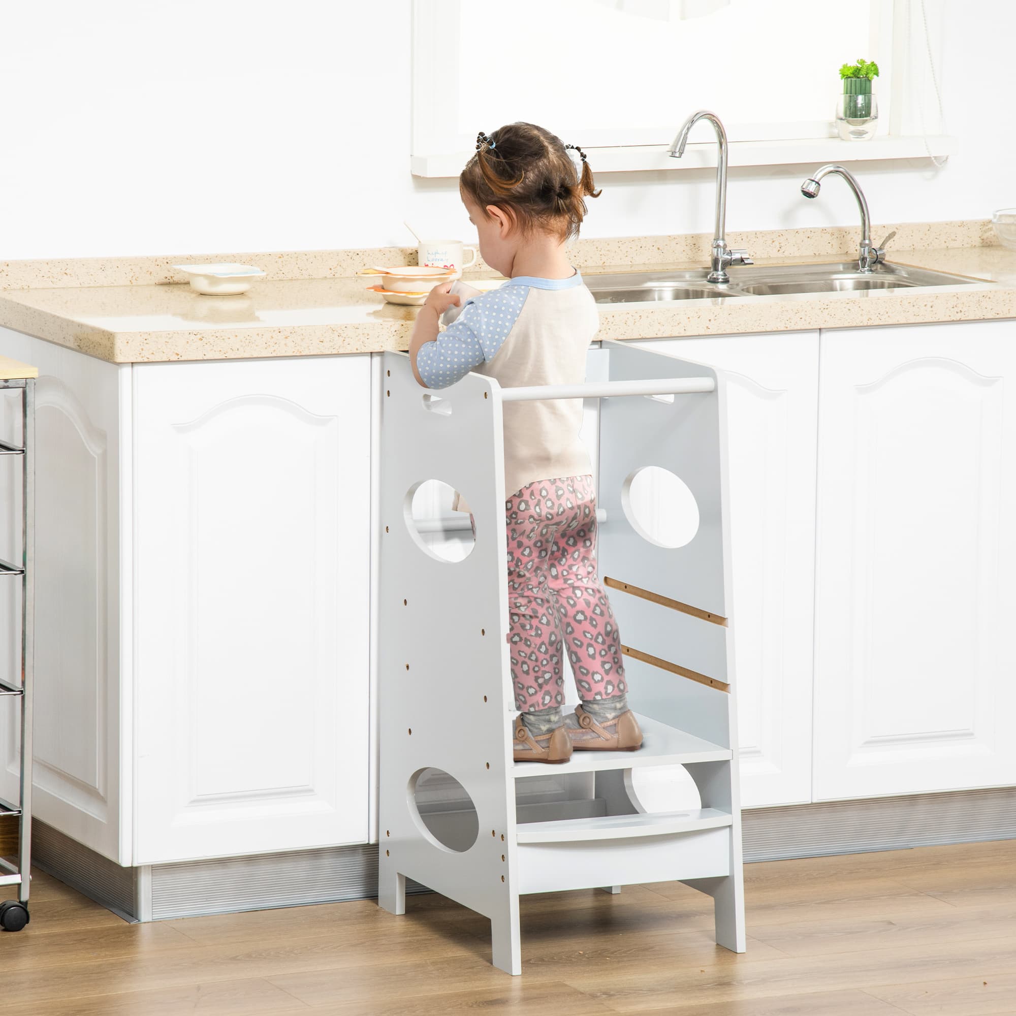 Transform Everyday Tasks with this Grey Toddler Learning Tower - image 2