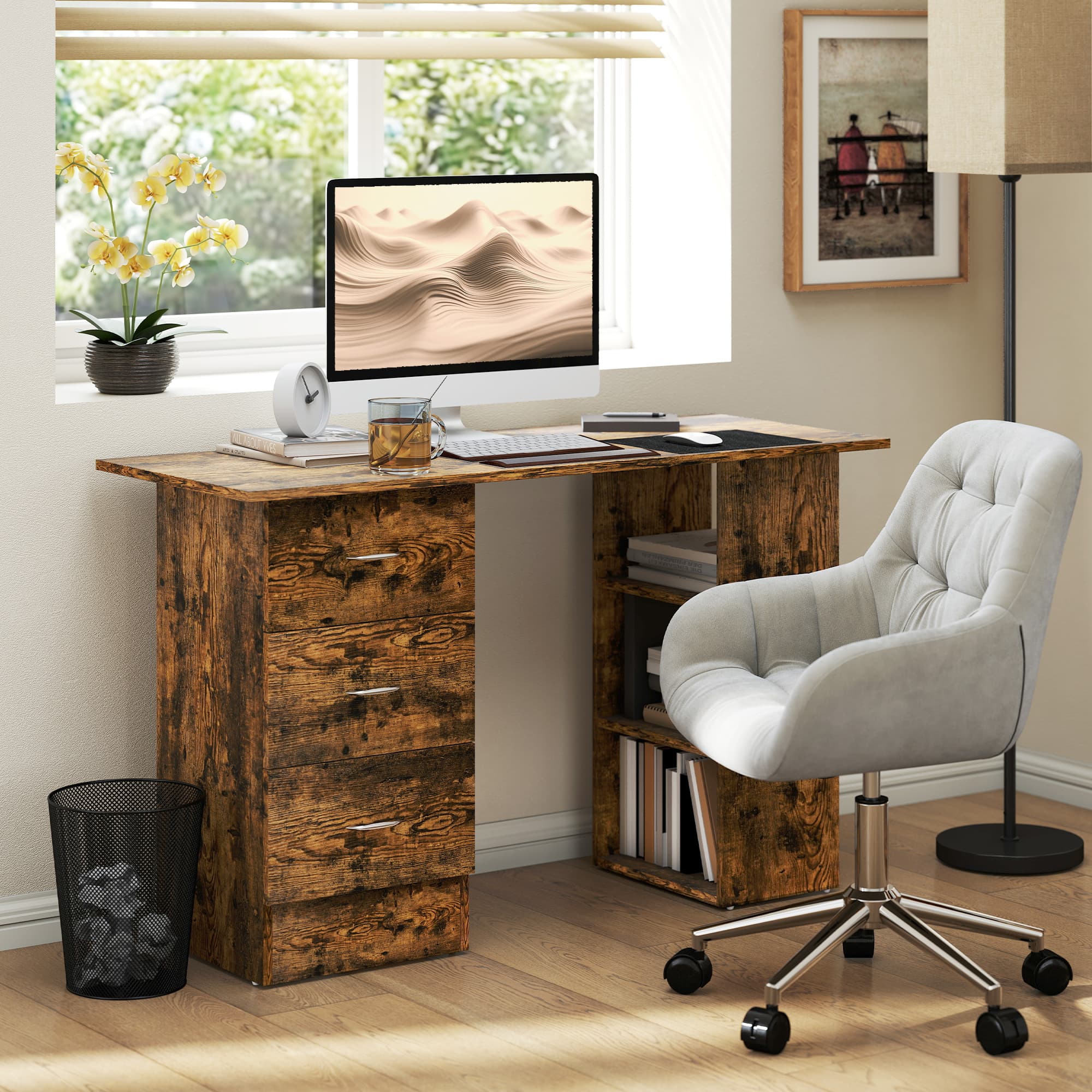 Maximise Your Productivity with this Rustic Brown Desk - image 3