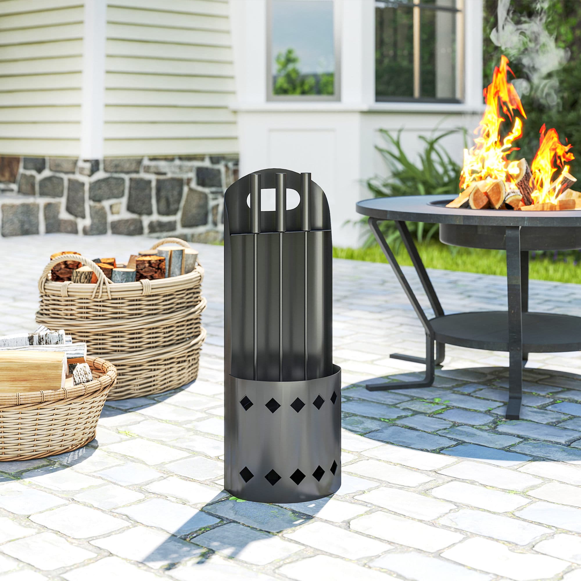 Black 4 Piece Fireplace Companion Set for Hearth Care - image 7