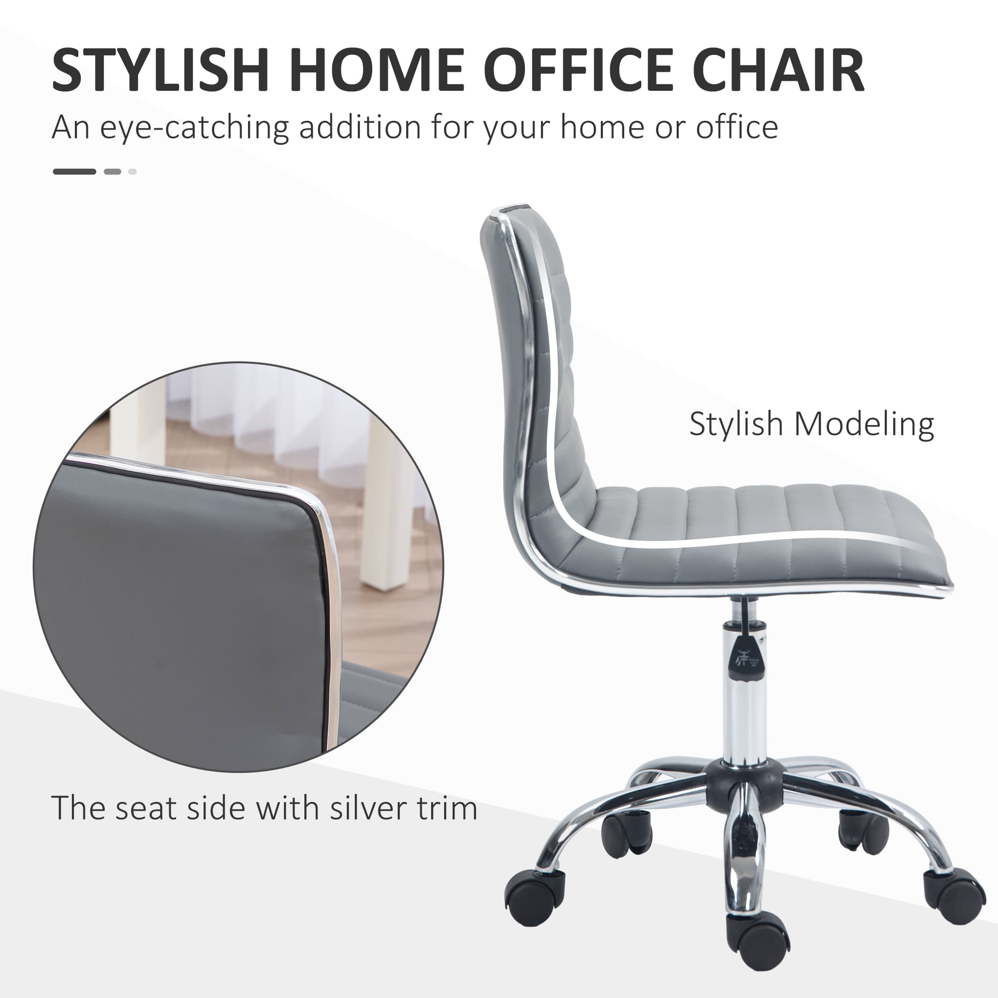 Transform Your Workspace with this Light Grey Armless Desk Chair - image 3