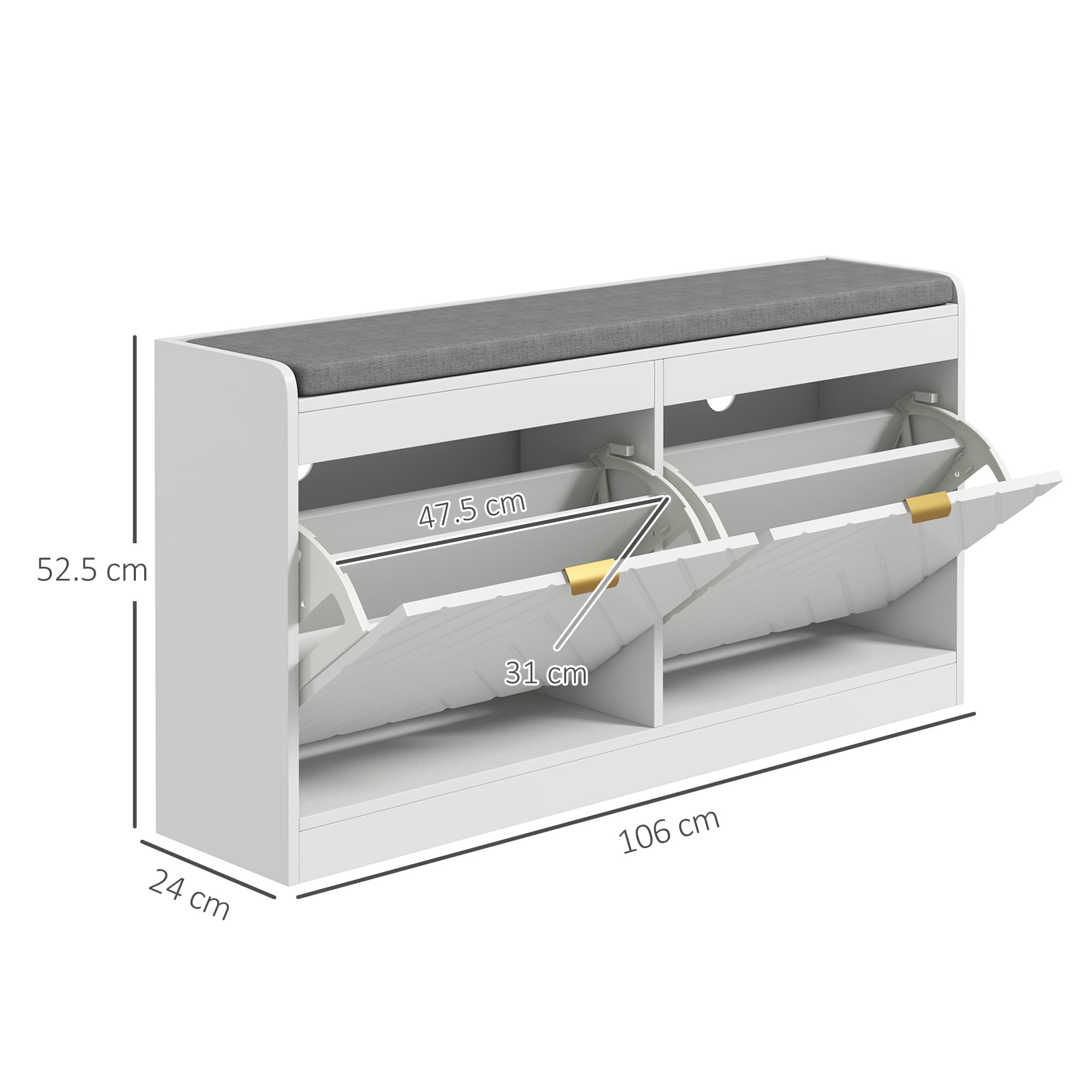 Effortless Hallway Organisation: White Shoe Bench with Seat - image 3
