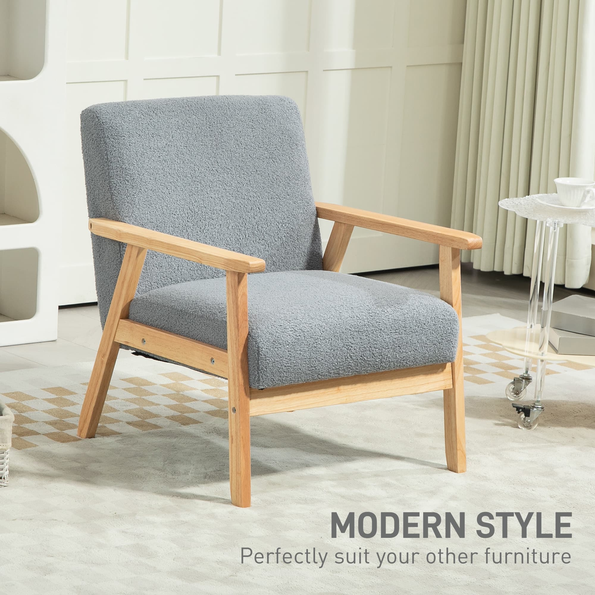 Modern Grey Cashmere Accent Chair for Effortless Style - image 2
