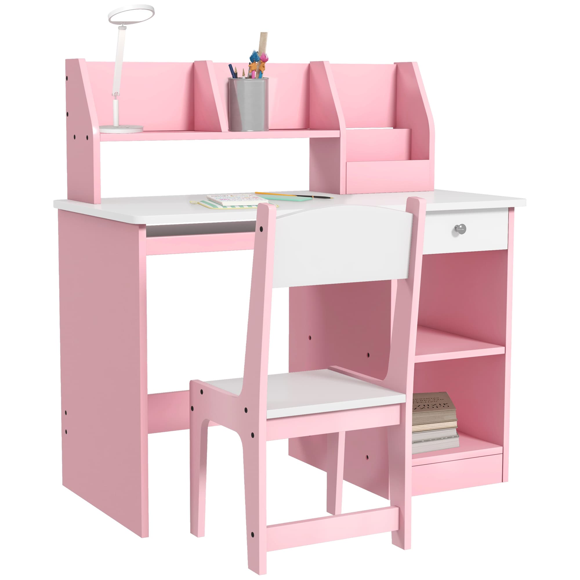 Transform Their Study Space with the ZONEKIZ Pink Desk Set - Pink