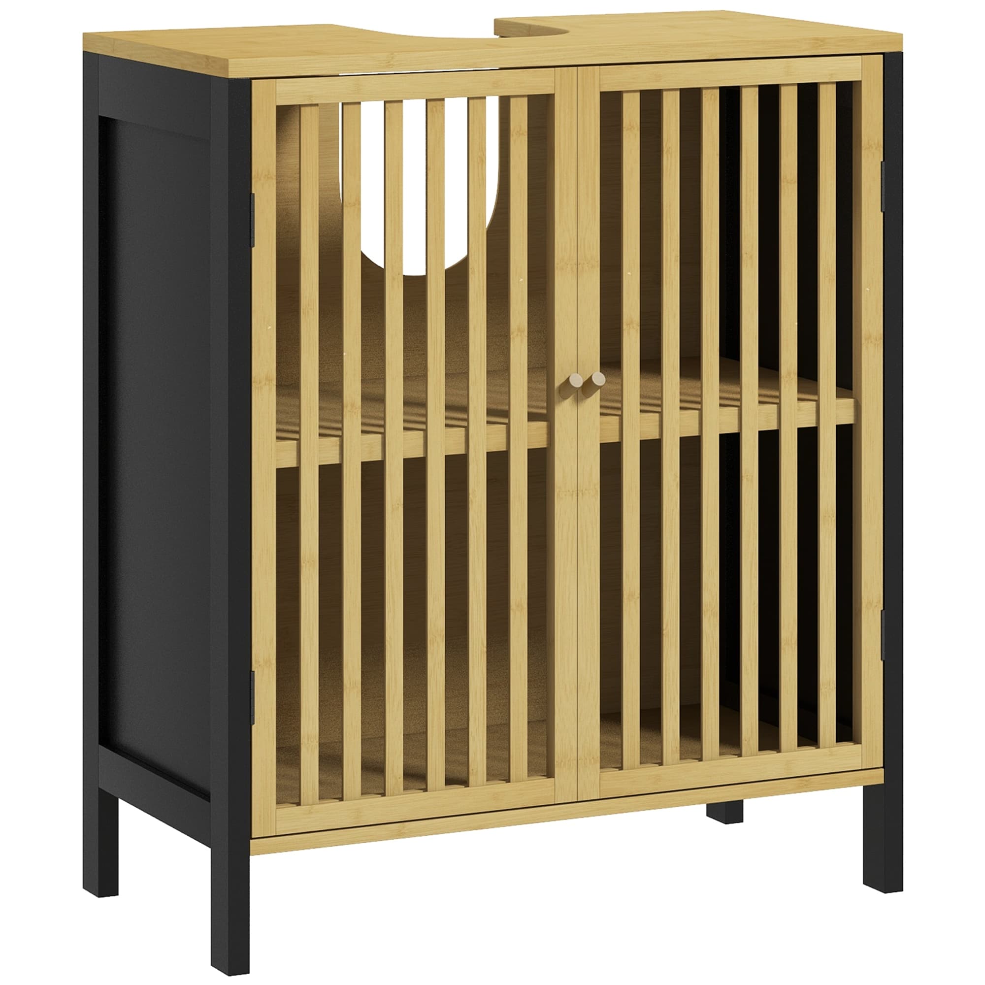 Black bamboo-blend under sink cabinet - image 6