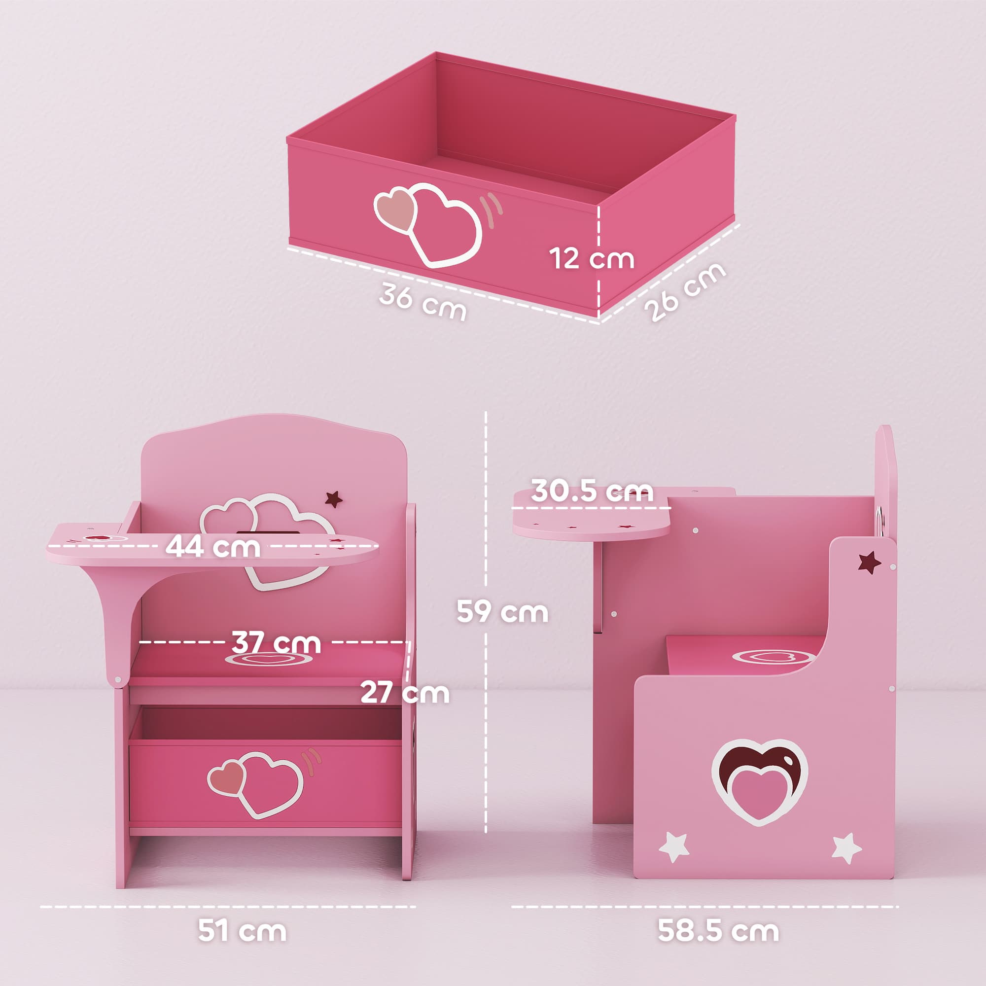 Pink Wooden Kids Desk Chair with Built-In Storage Bin - image 7