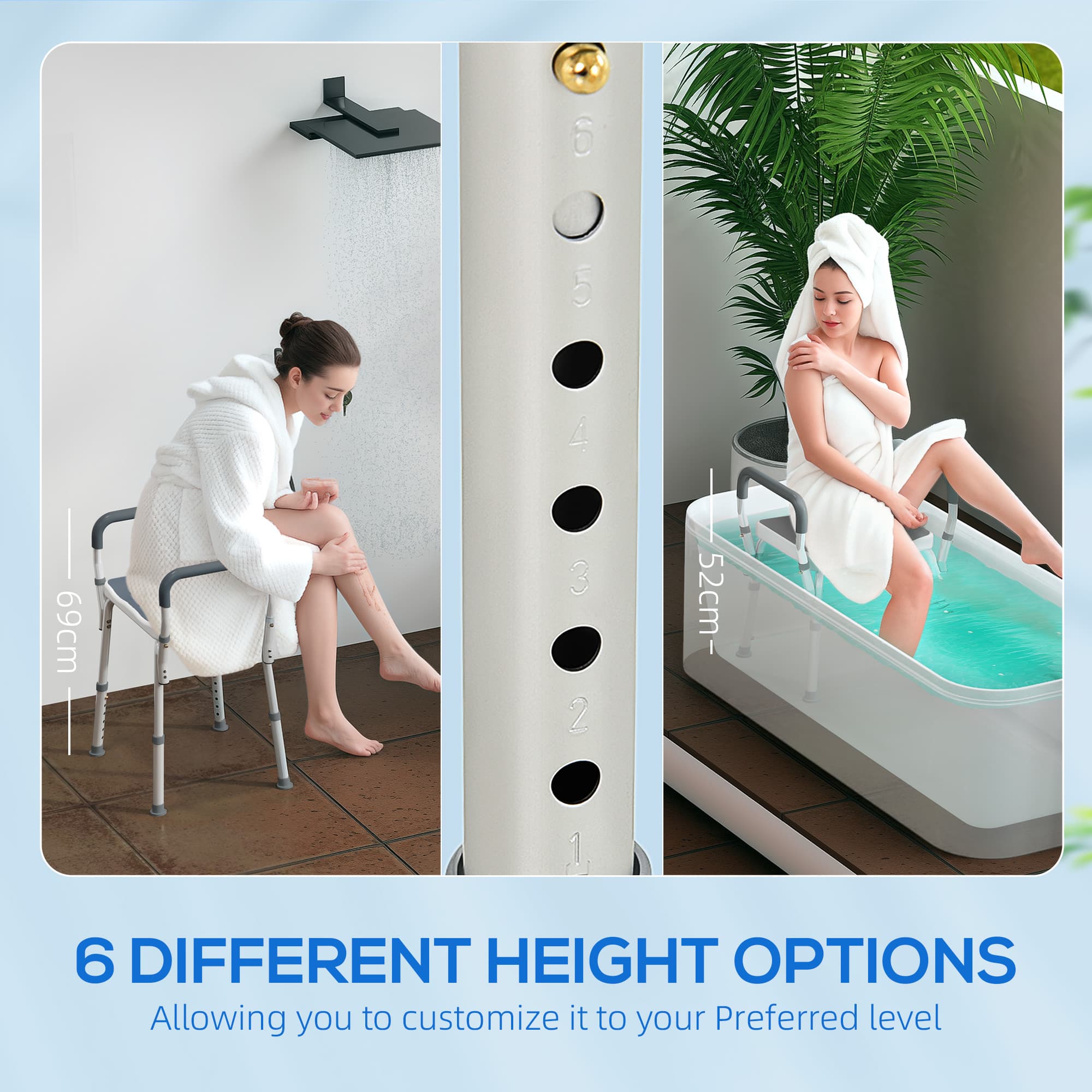 Adjustable Bath Seat with Armrests and Drainage Holes - image 8