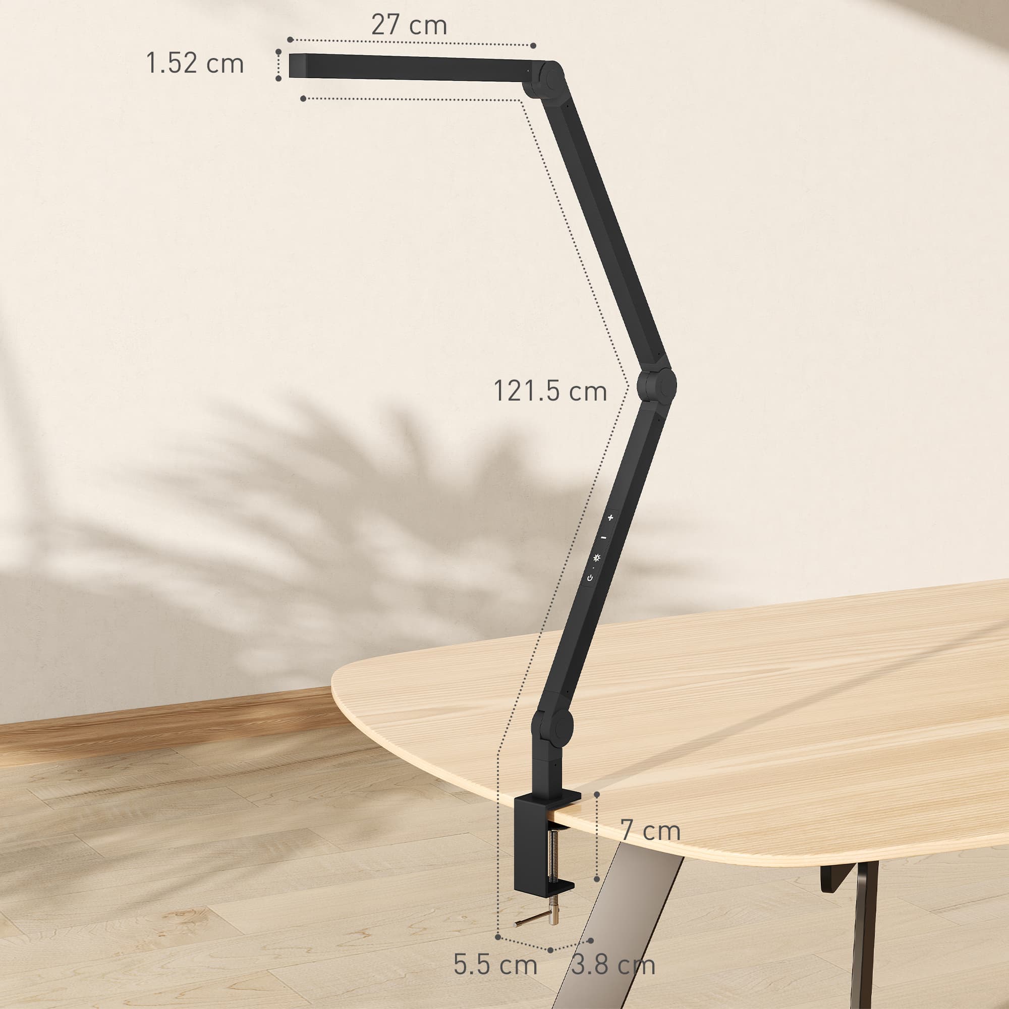 Black Dimmable LED Desk Lamp with Clamp - image 8