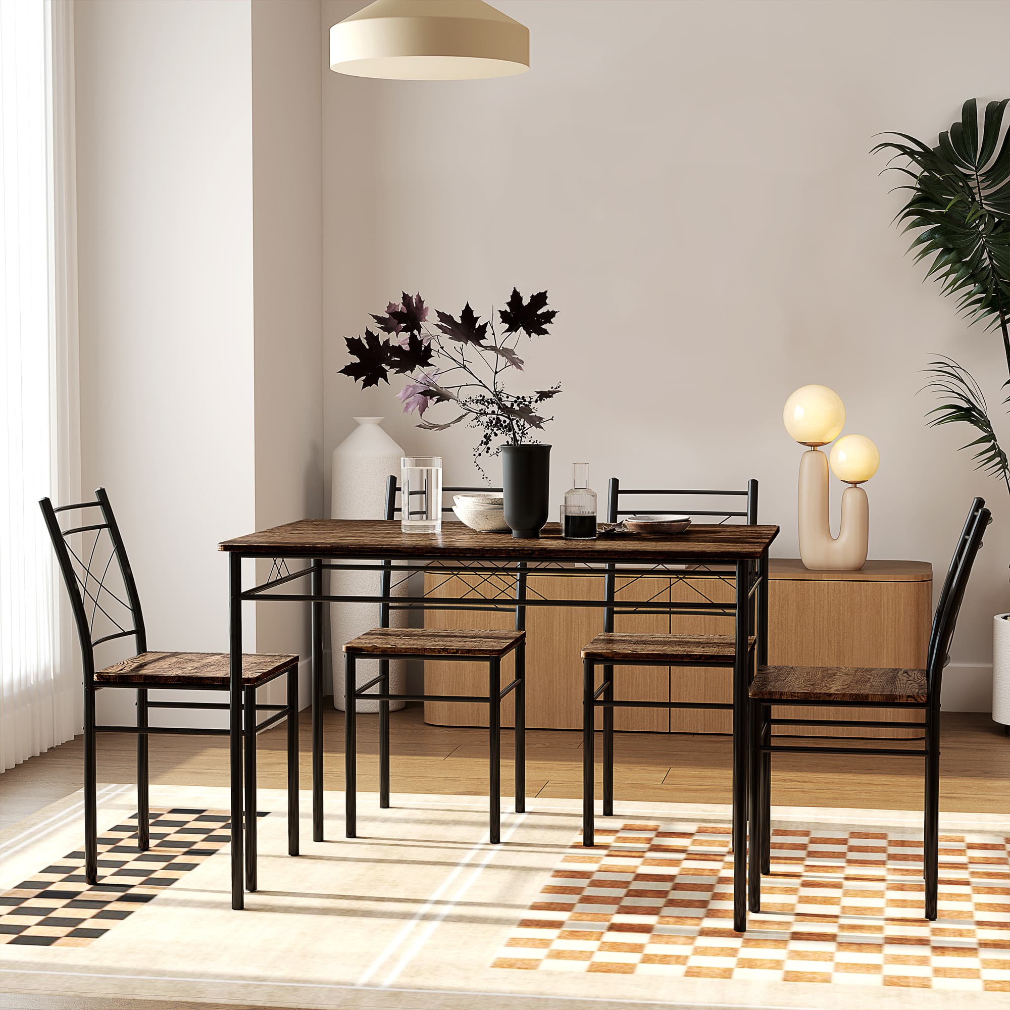 Effortless Everyday Dining: 5-Piece Oak-Effect Table Set - image 2