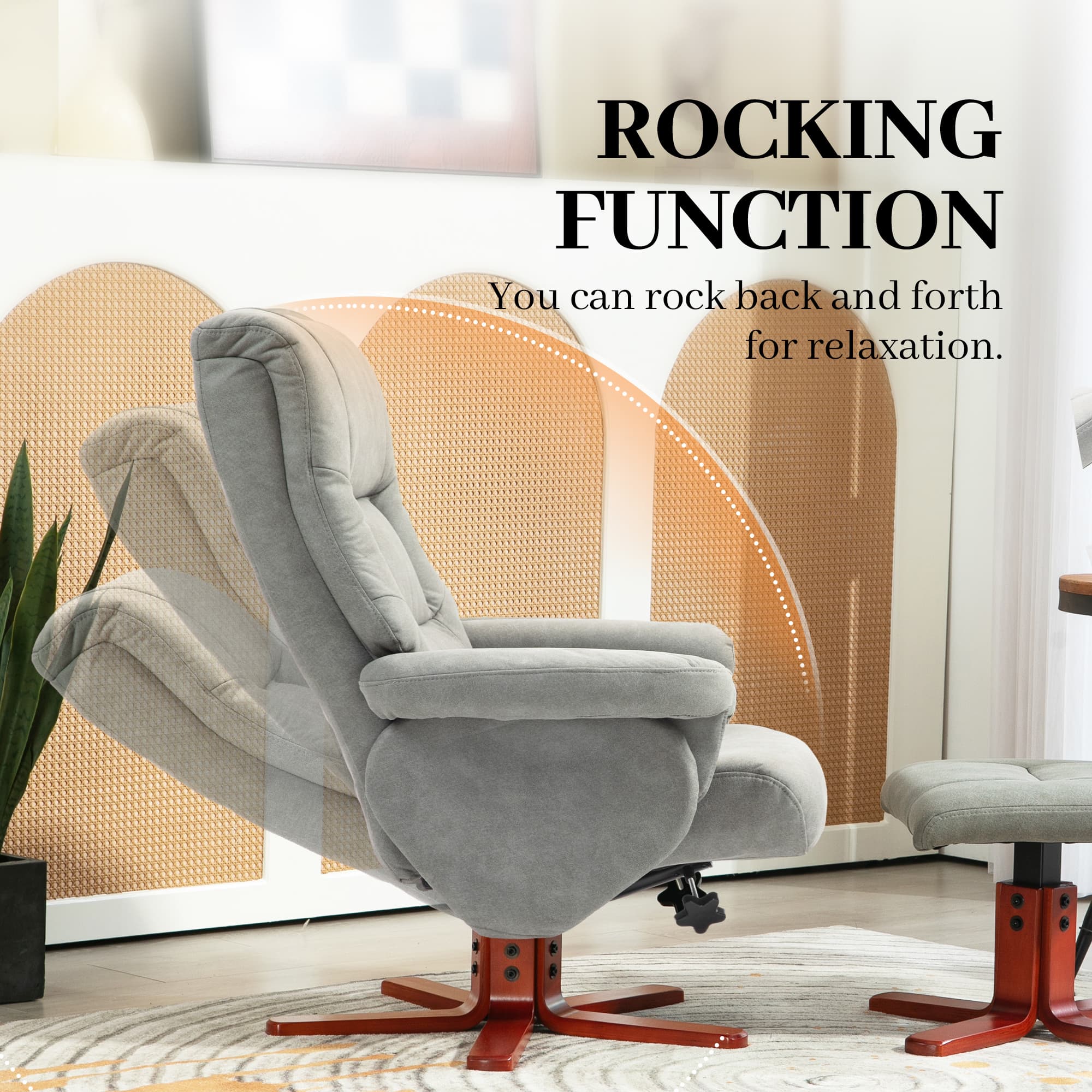 Manual Recliner Chair with Footstool in Grey Microfibre - image 3
