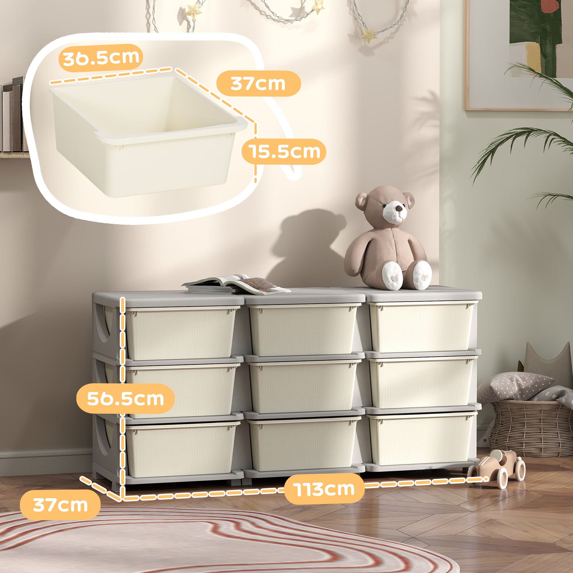 Transform Their Playroom with this Cream 9-Drawer Storage Unit - image 4