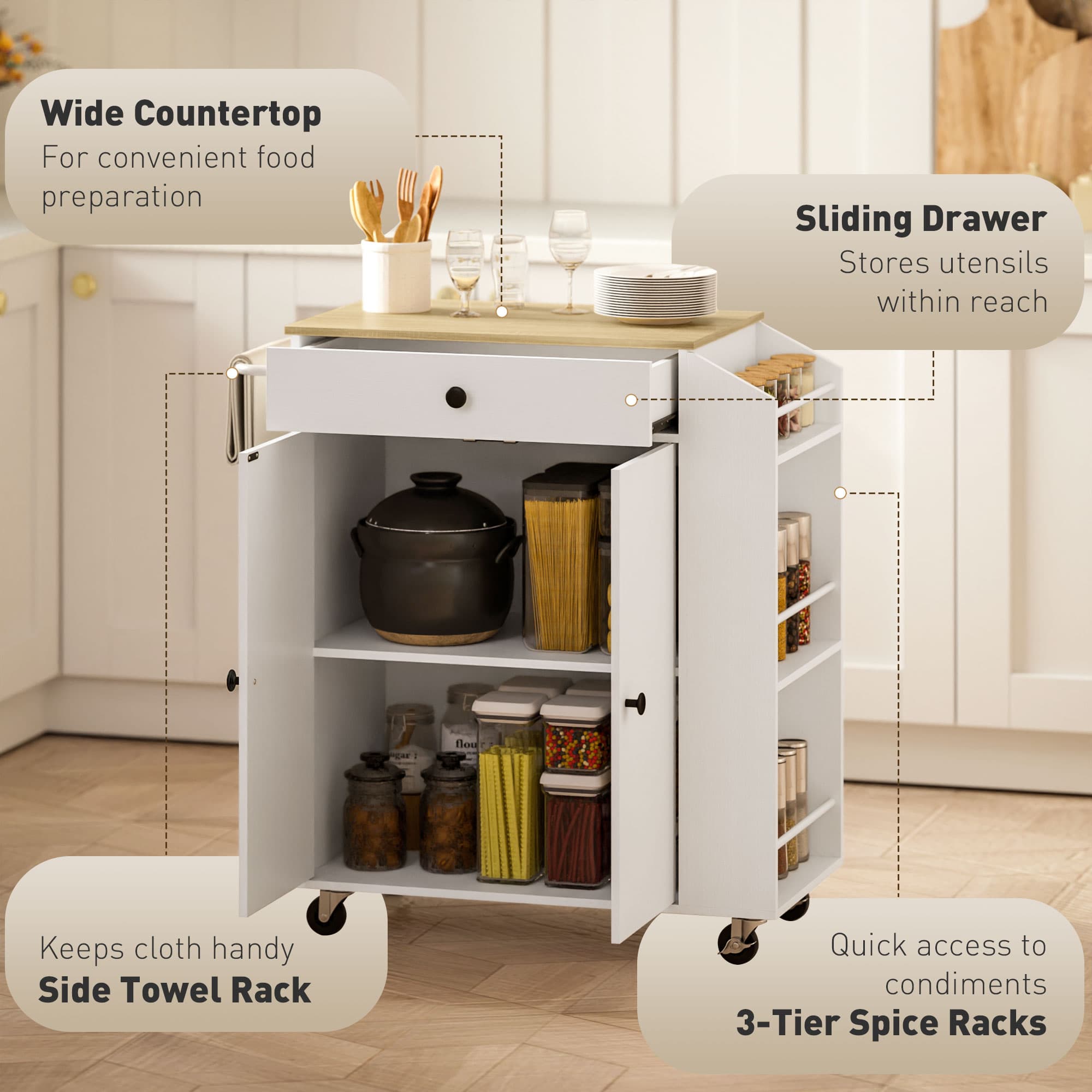 Transform Your Space With This White Rolling Kitchen Island - image 1