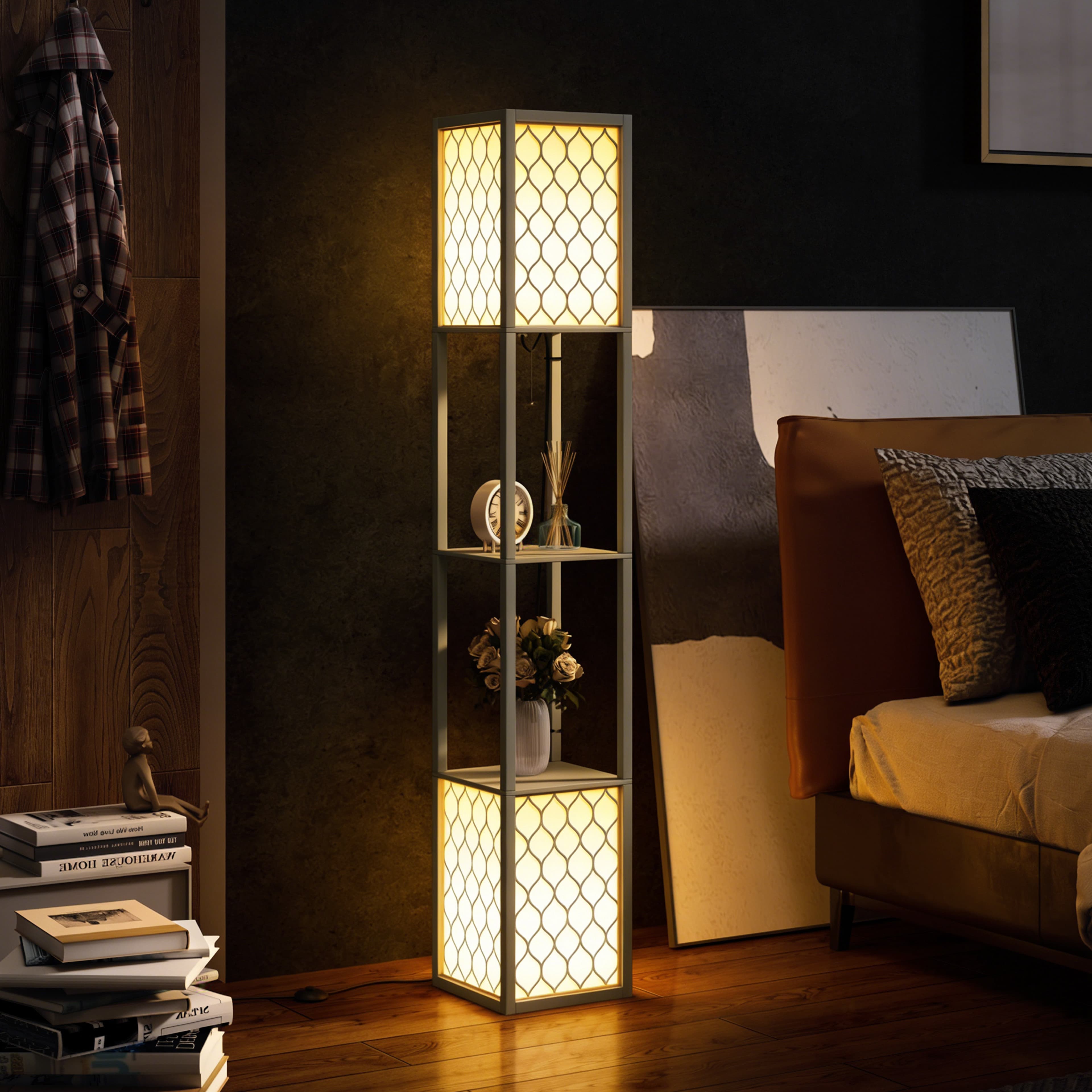 Effortless Style: Light Grey Floor Lamp with Shelves - image 2