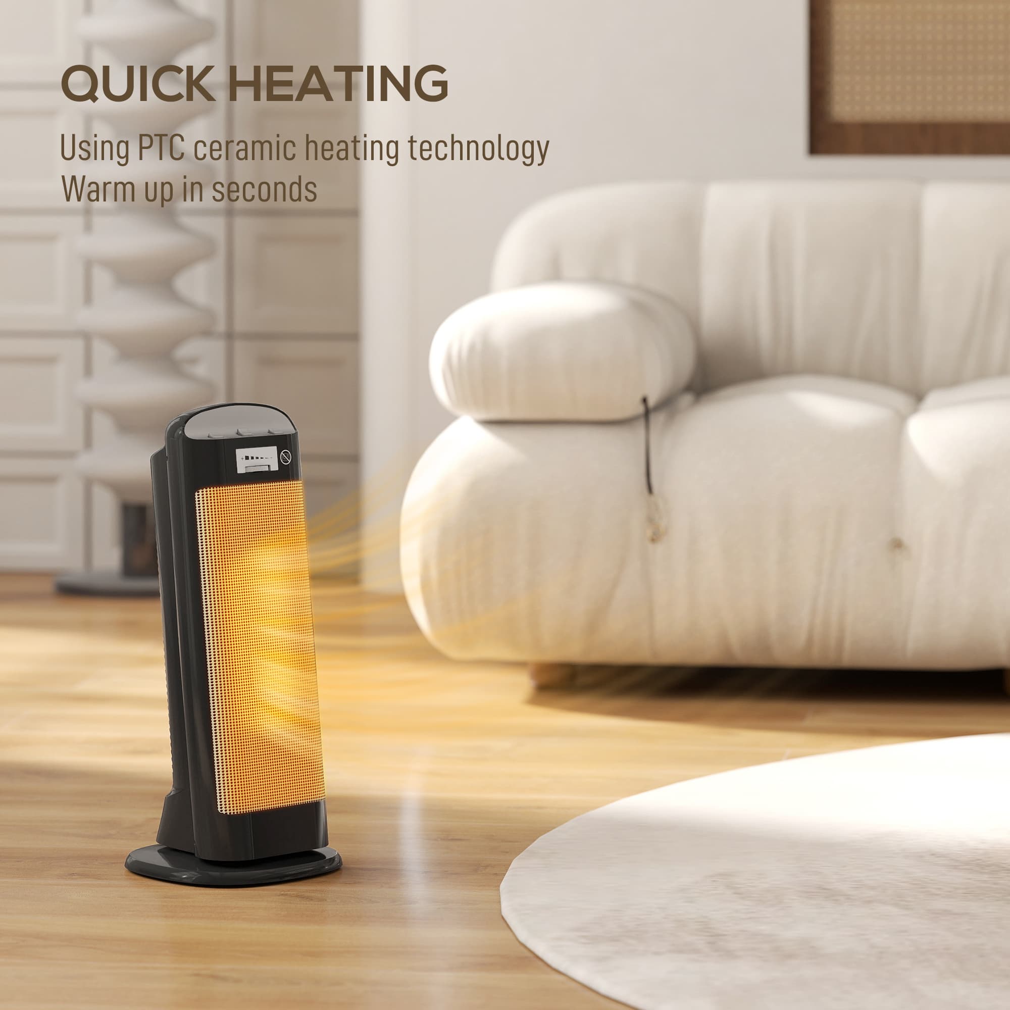 Slim black ceramic heater for focused room warmth - image 10