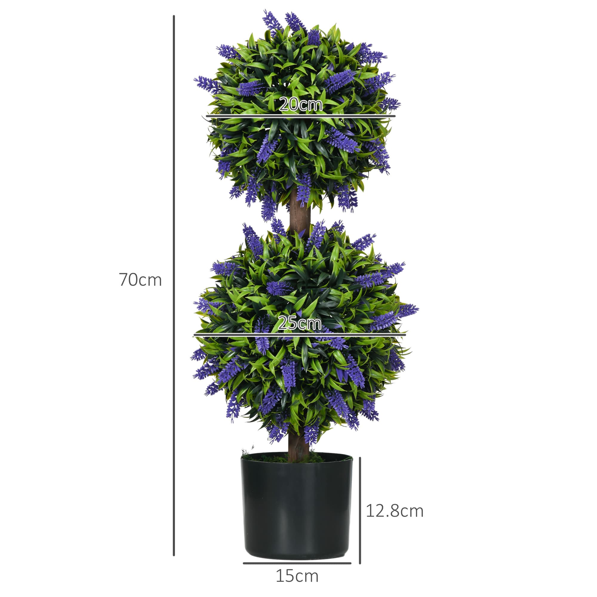 Two Artificial Lavender Topiary Ball Trees with Cement Pots - image 4