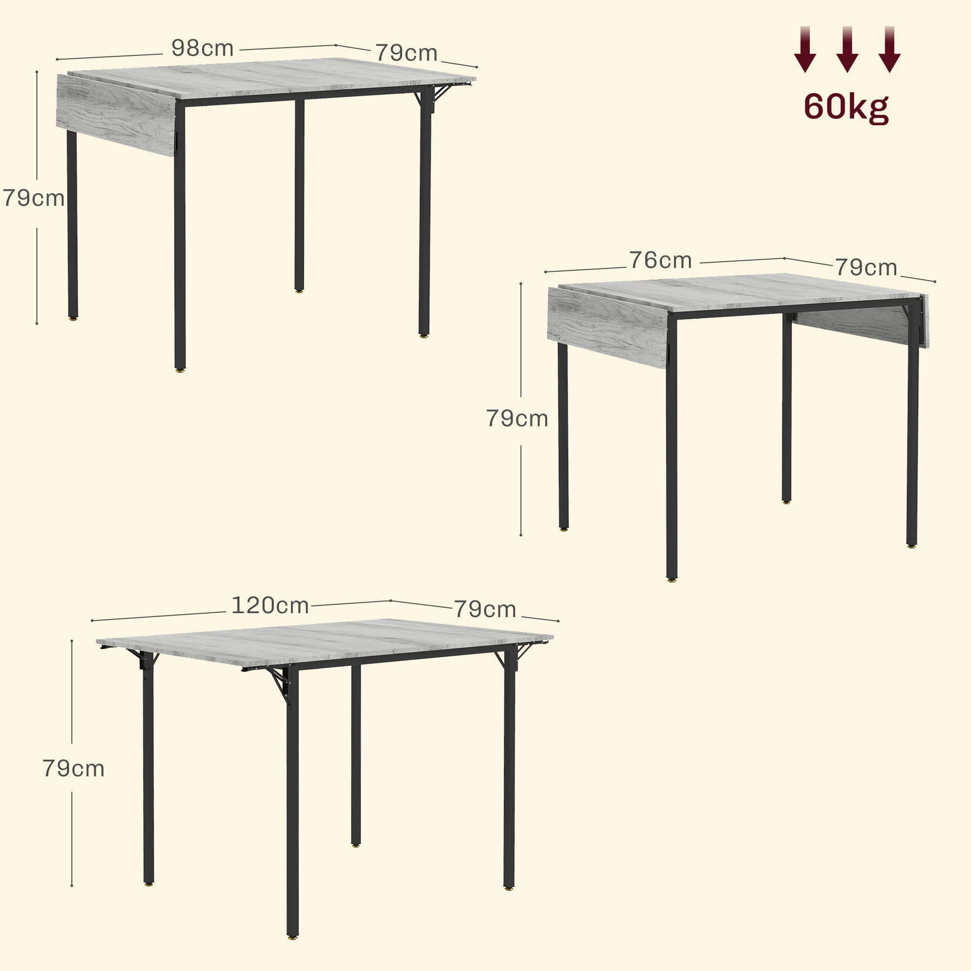 Transform Your Space with this Grey Drop Leaf Dining Table - image 4