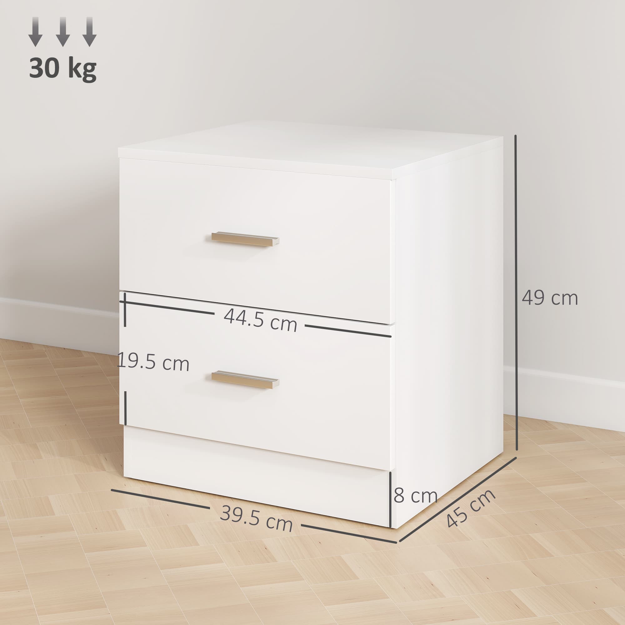 A Clean White Bedside Table With Two Drawers and a Flat Top - image 1