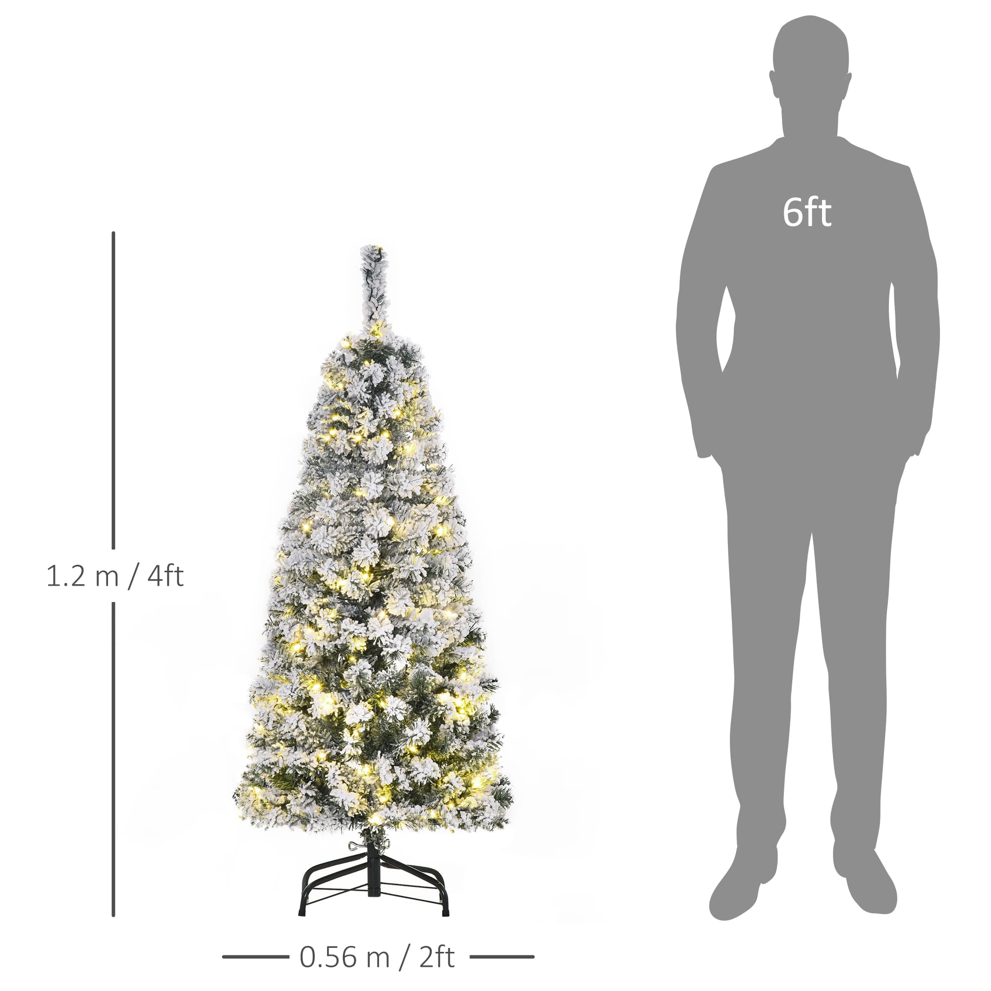 4ft Pre-Lit Snow-Flocked Christmas Tree with Warm White LEDs - image 9