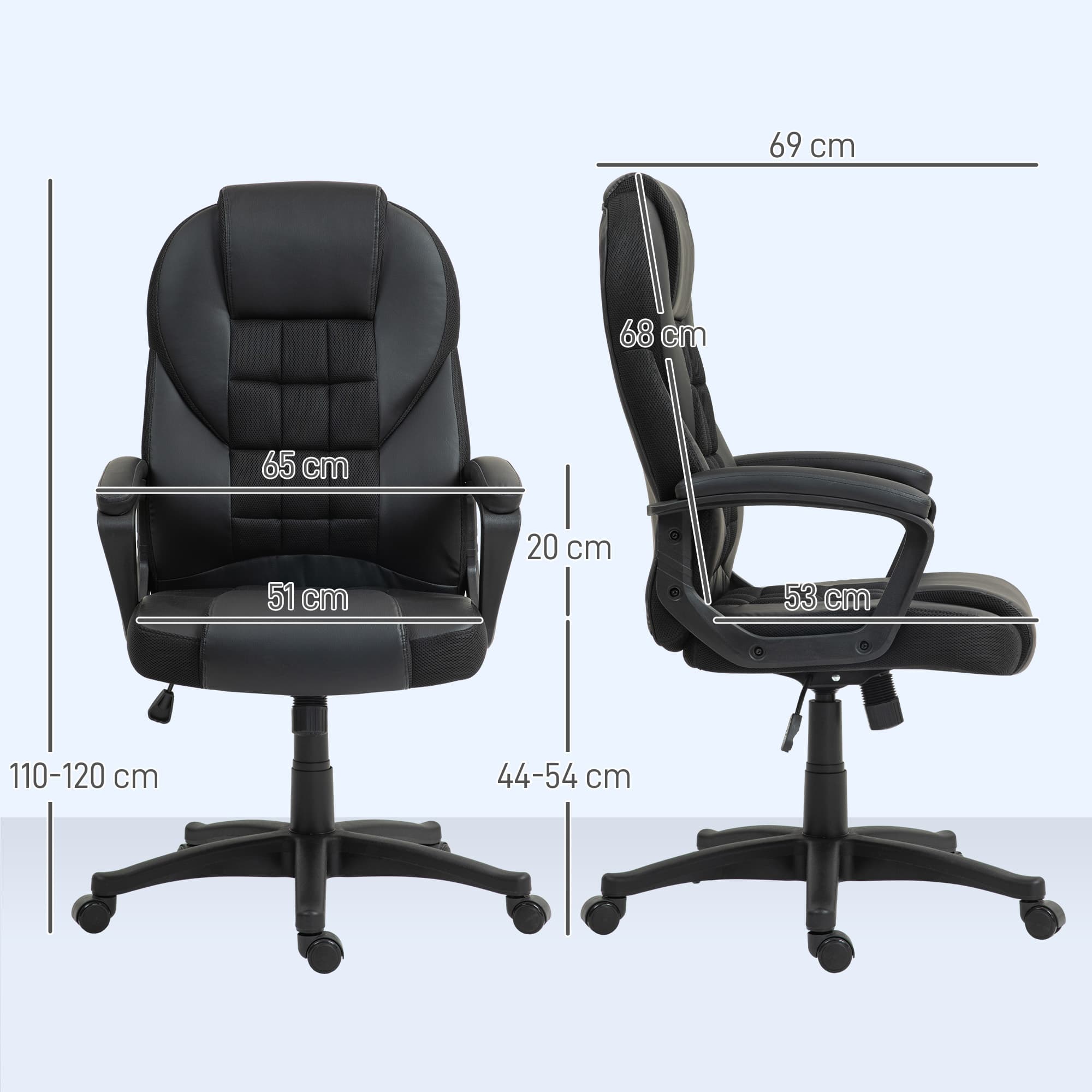 High-Back Office Chair with Faux Leather and Mesh Back - image 6