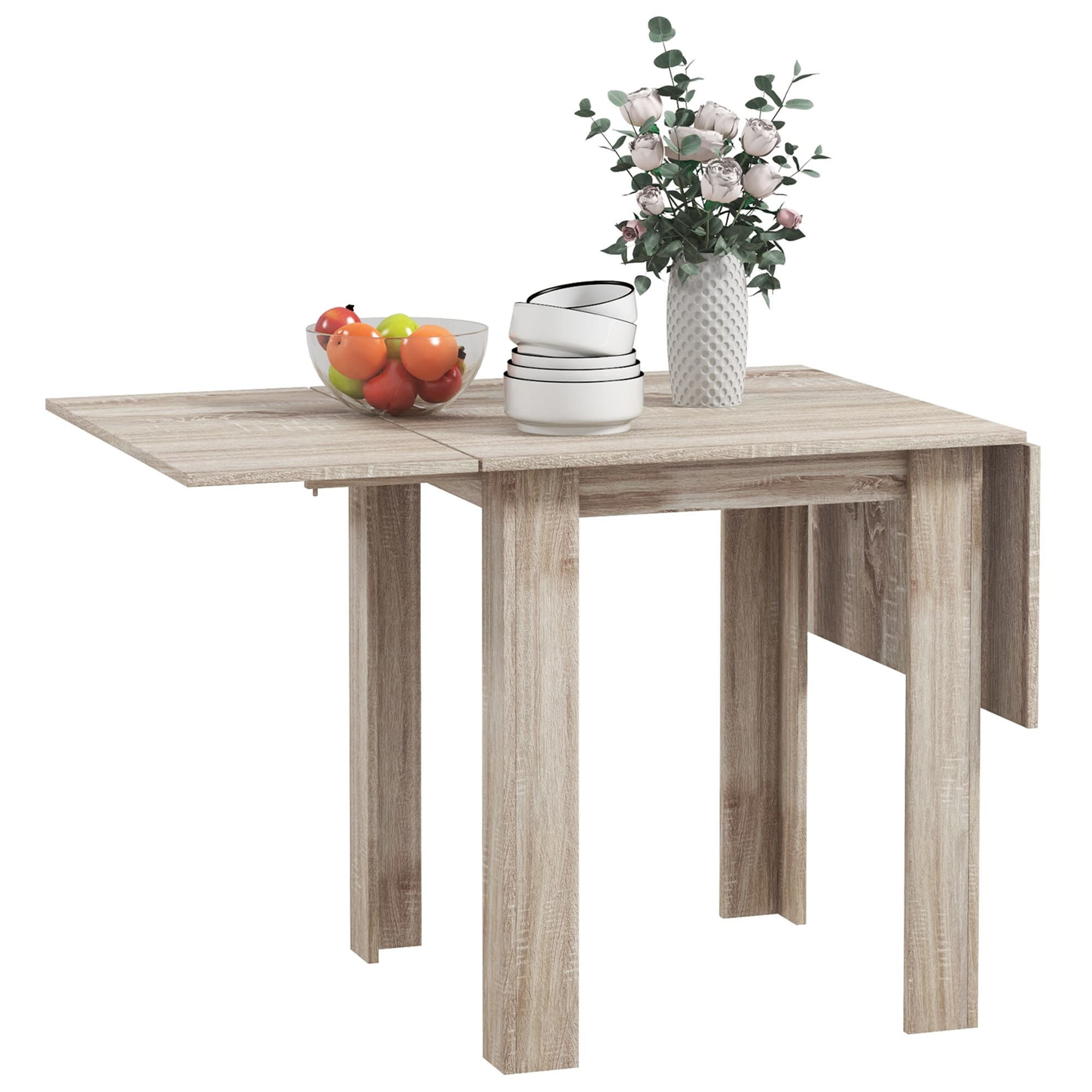 Space-Saving Oak Drop Leaf Dining Table for Compact Homes - Oak