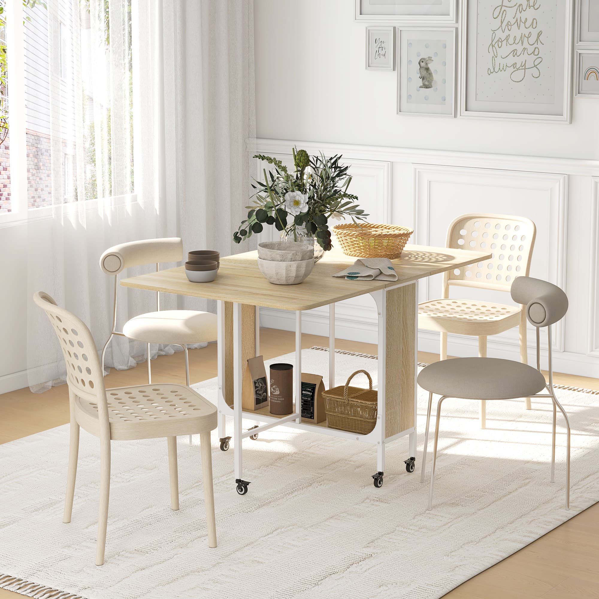 Space-Saving Six-Seater Drop Leaf Dining Table - image 4