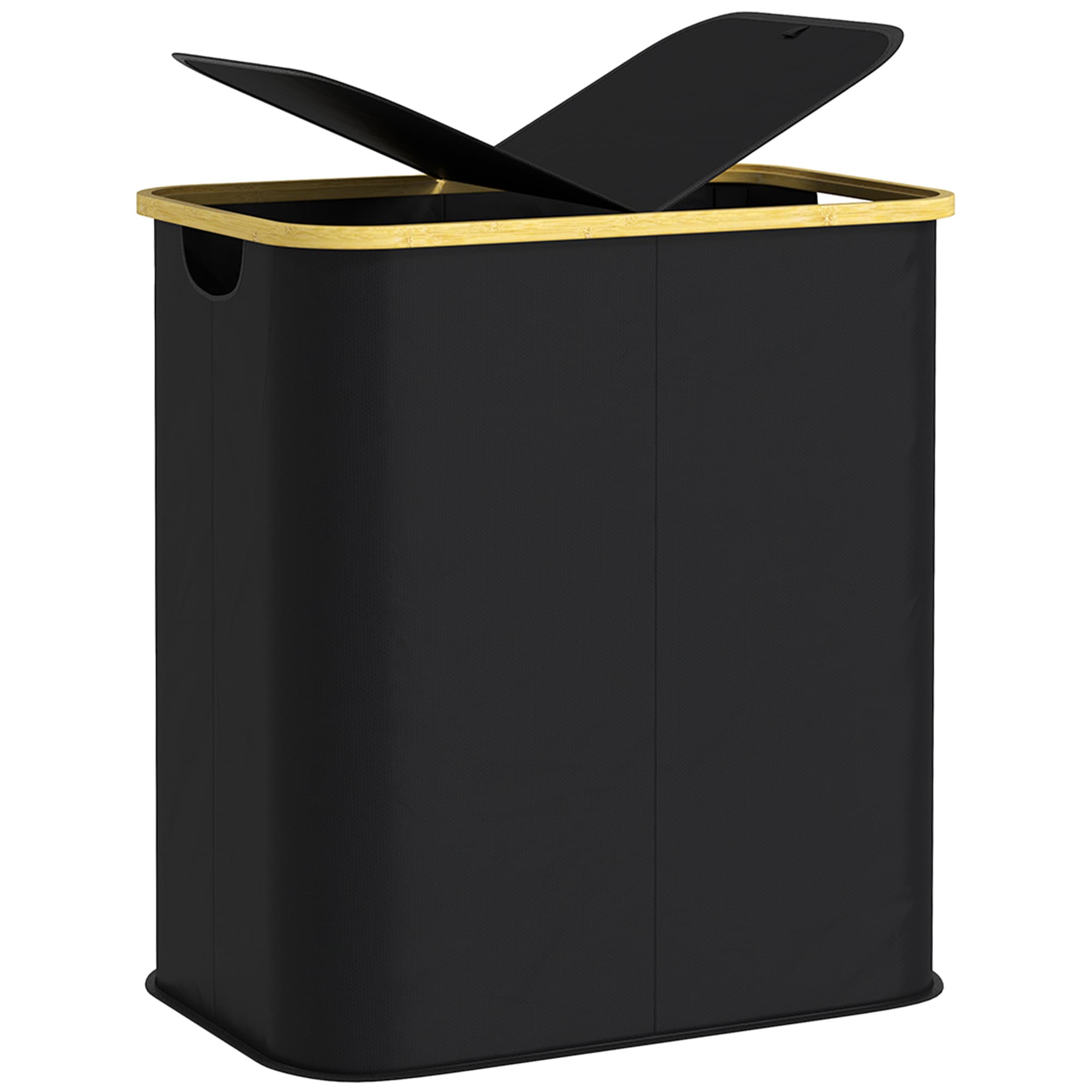 Split-Section Laundry Hamper With Bamboo Rim and Butterfly Lid - image 10