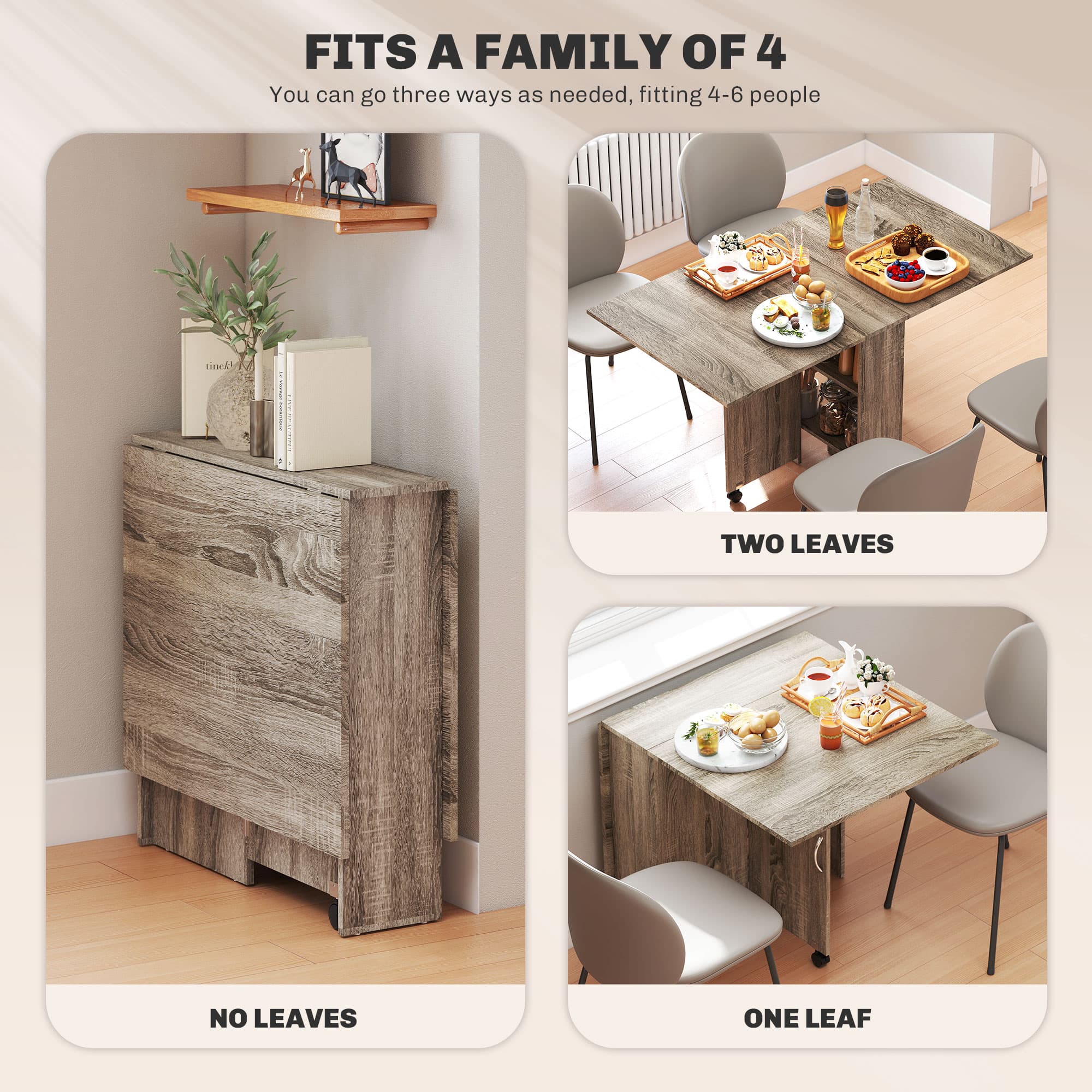 Effortless Grey Drop Leaf Dining Table for Small Kitchens - image 4