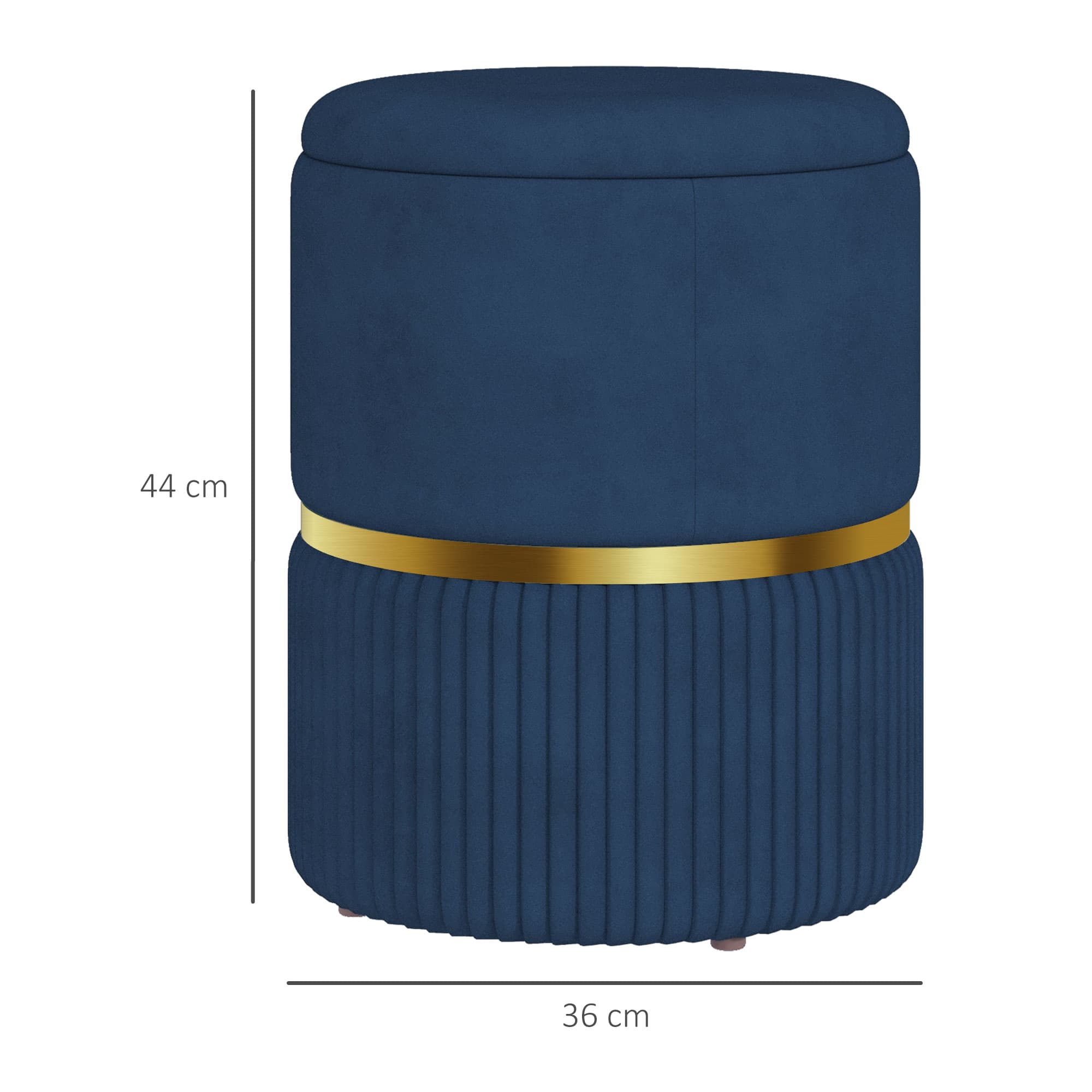 Elegant Dark Blue Velvet-Feel Storage Ottoman - image 3