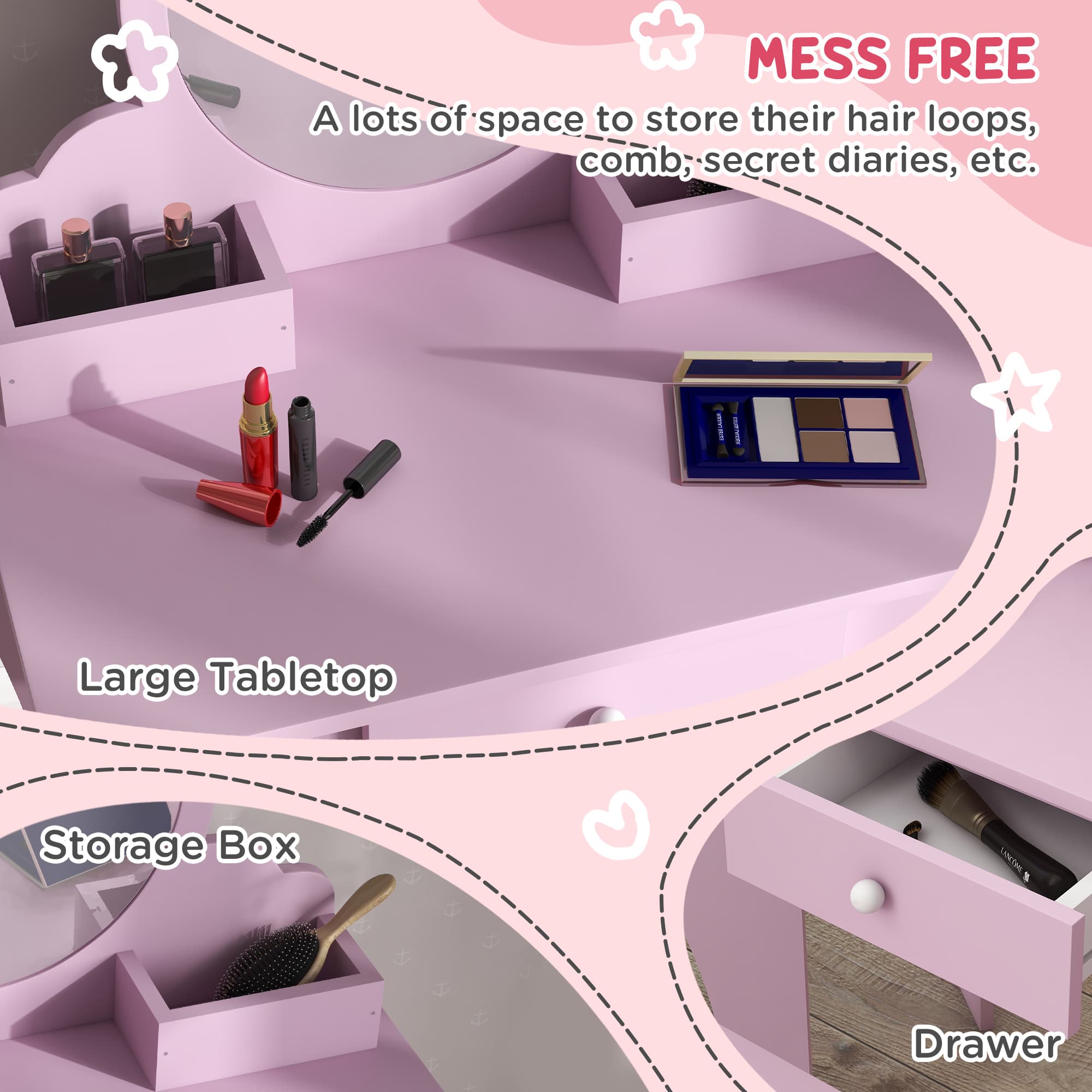 Transform Playtime with the ZONEKIZ Pink Kids Vanity Set - image 3