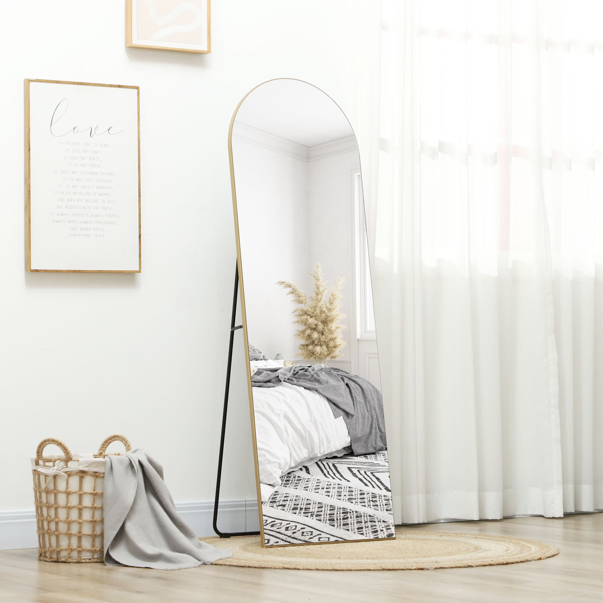 Gold Tone Arched Full Length Mirror - image 10