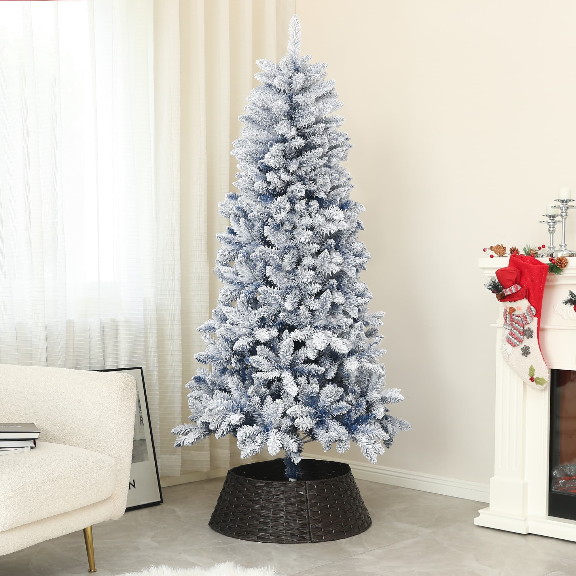 Transform Your Home with this 6ft Blue Flocked Christmas Tree - image 4