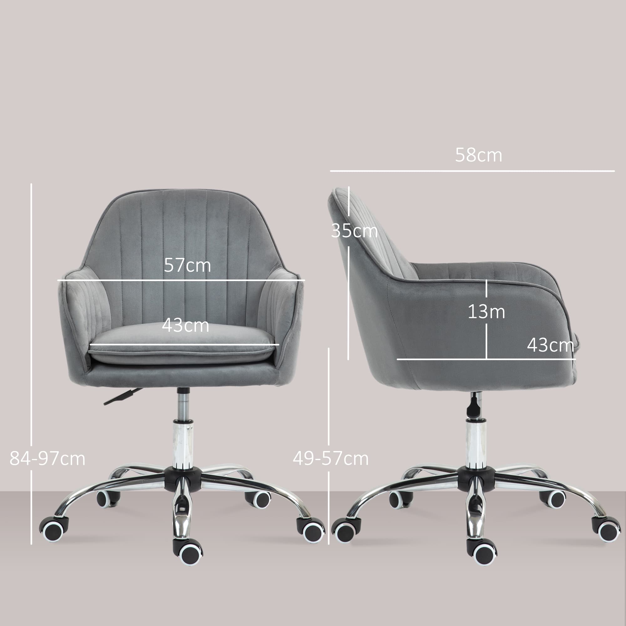 Work in Ultimate Comfort with the Grey Velvet Swivel Chair - image 3