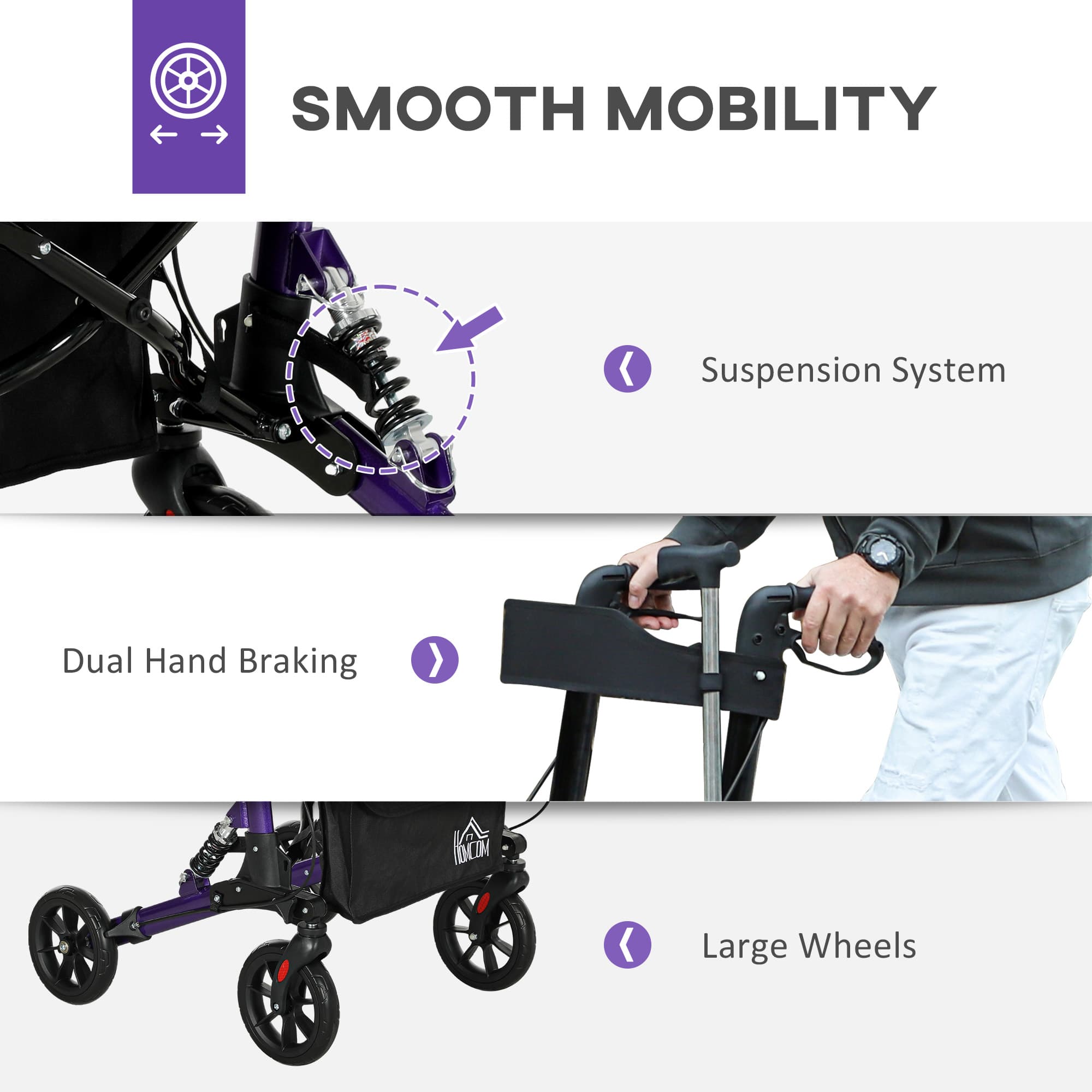 Lightweight Folding Rollator Walker with Seat and Storage - image 6