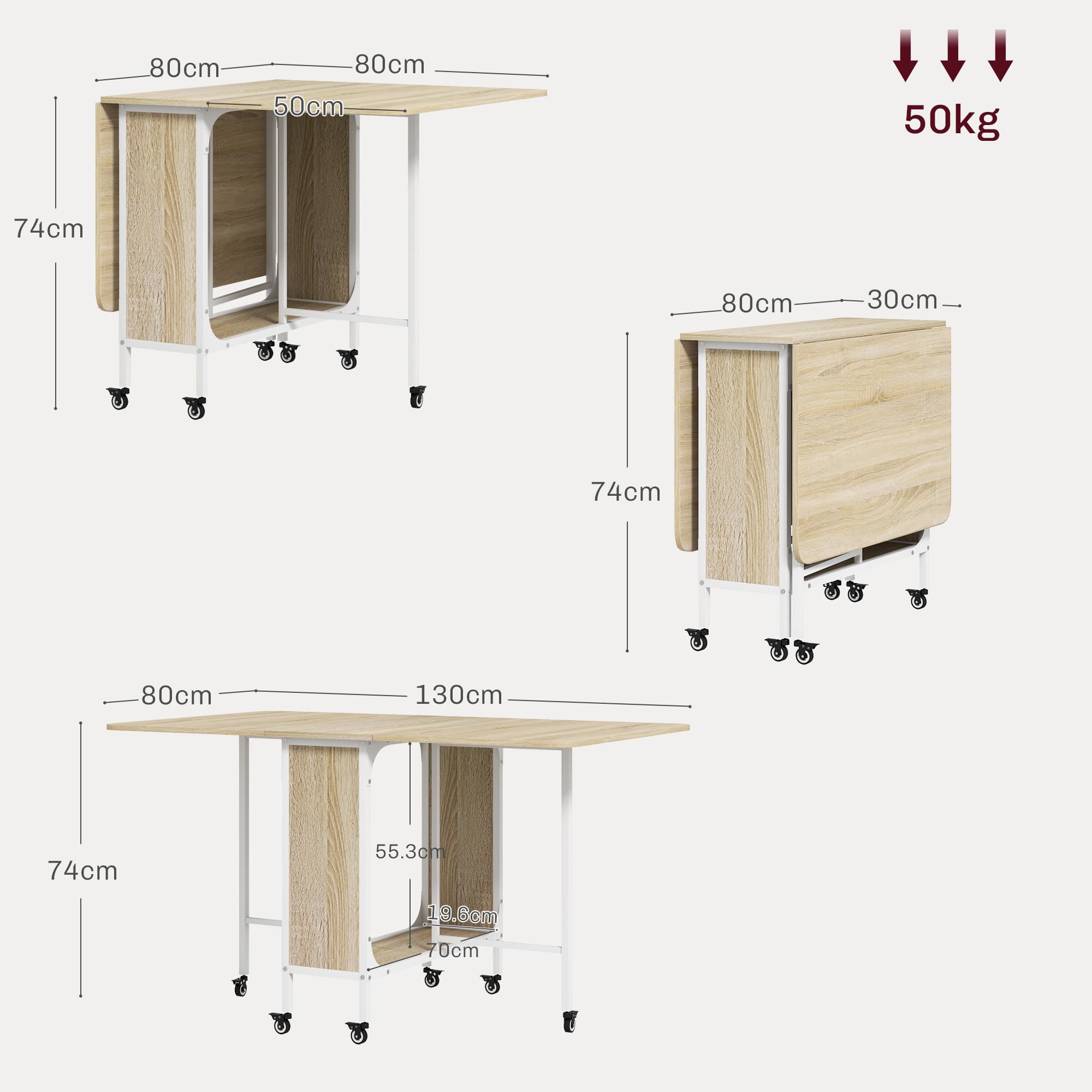 Space-Saving Six-Seater Drop Leaf Dining Table - image 5