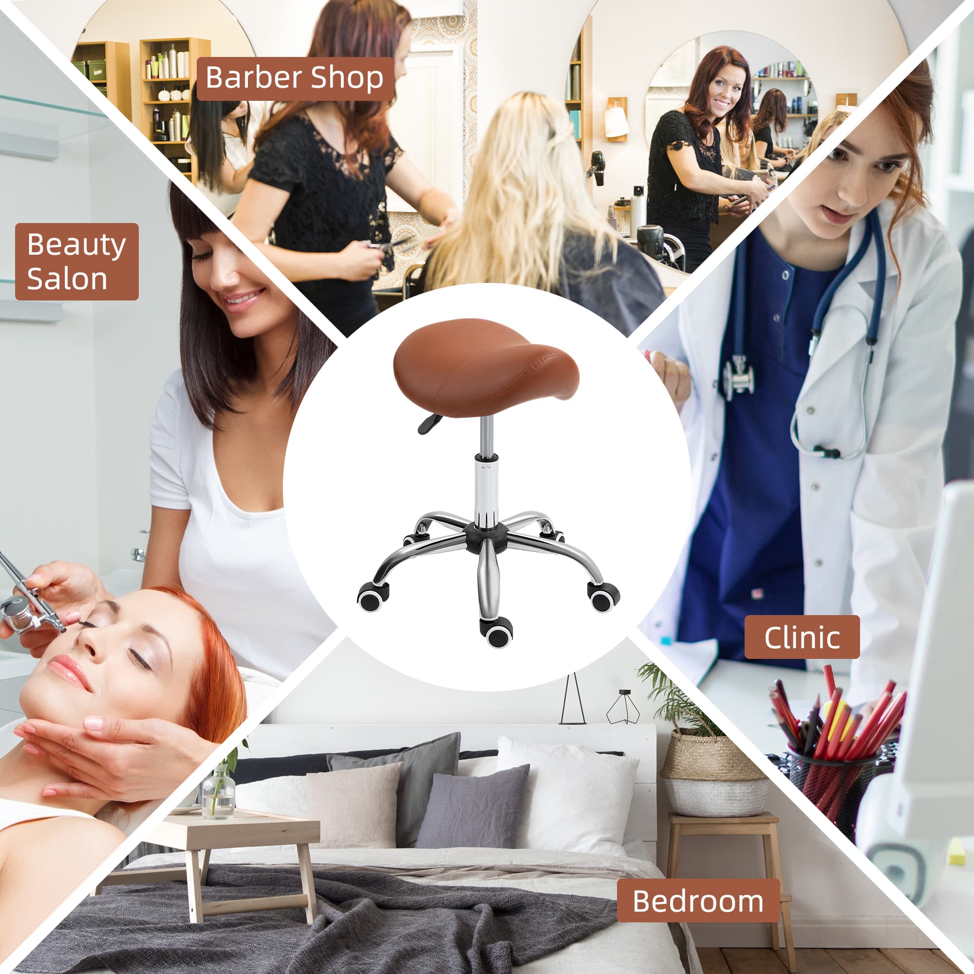 Brown Saddle Stool for Salons, Spa Rooms and Studios - image 9