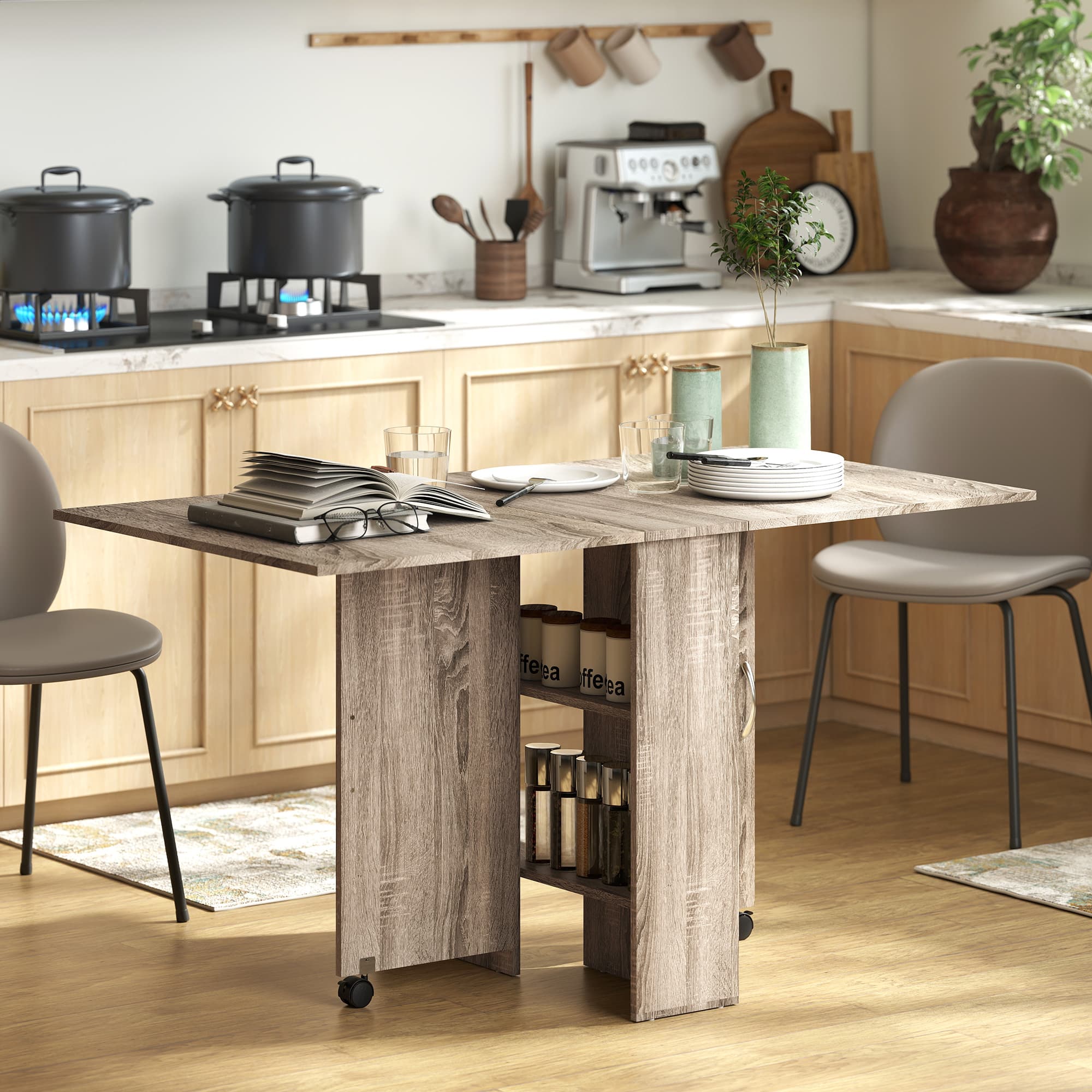 Effortless Grey Drop Leaf Dining Table for Small Kitchens - image 3