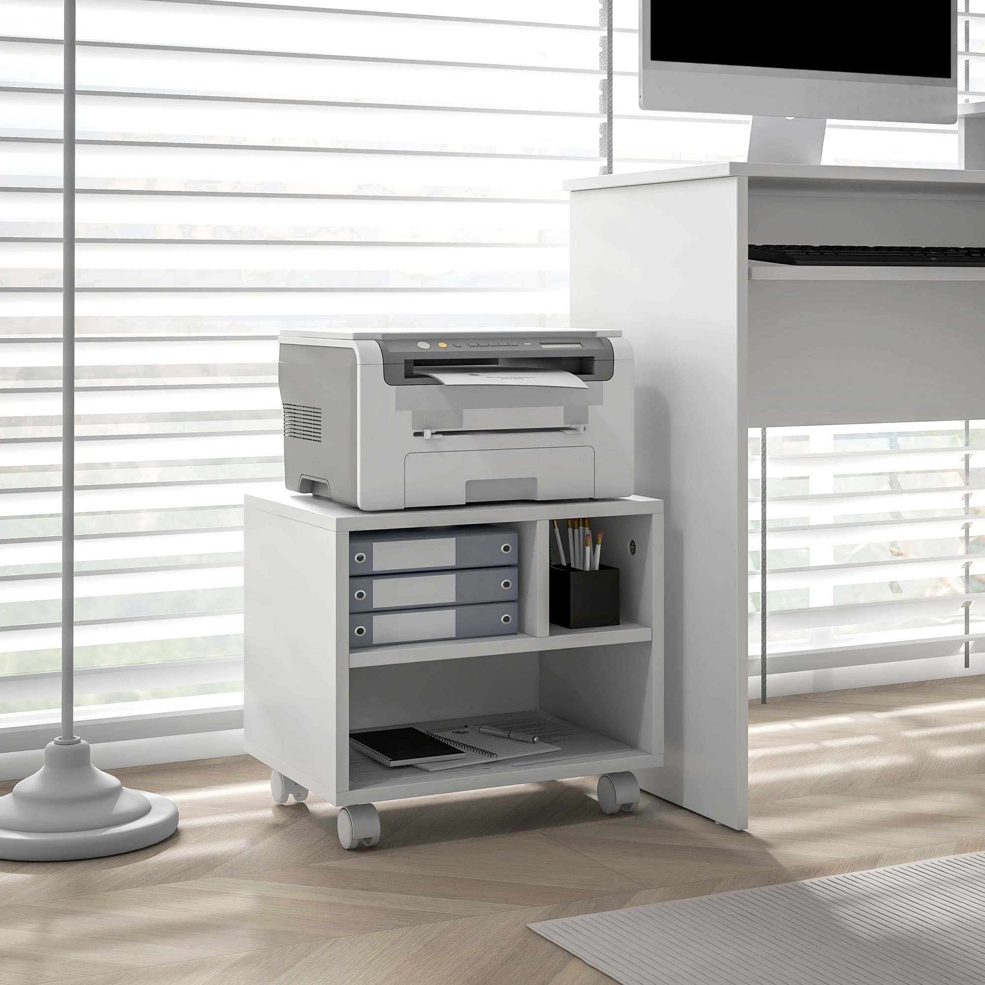 Mobile white printer cabinet with three compartments - image 7