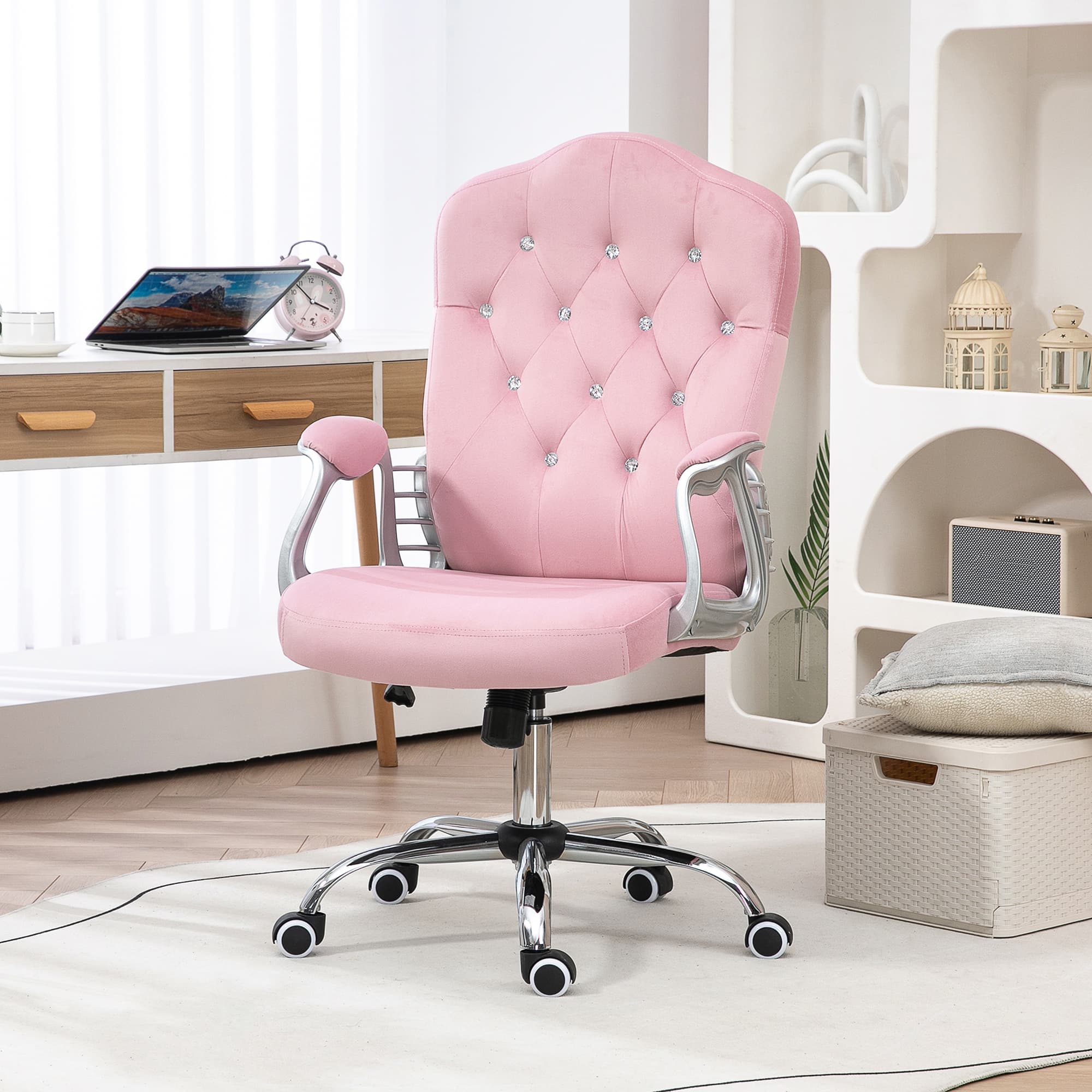 Transform Your Workspace with this Pink Velvet Desk Chair - image 4