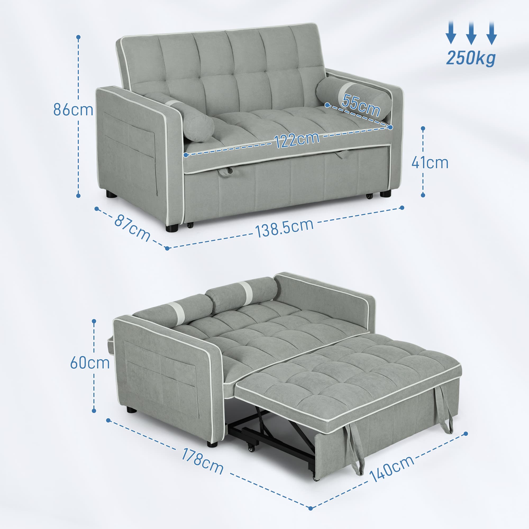 Transform Your Space with this 3-in-1 Light Grey Sofa Bed - image 2