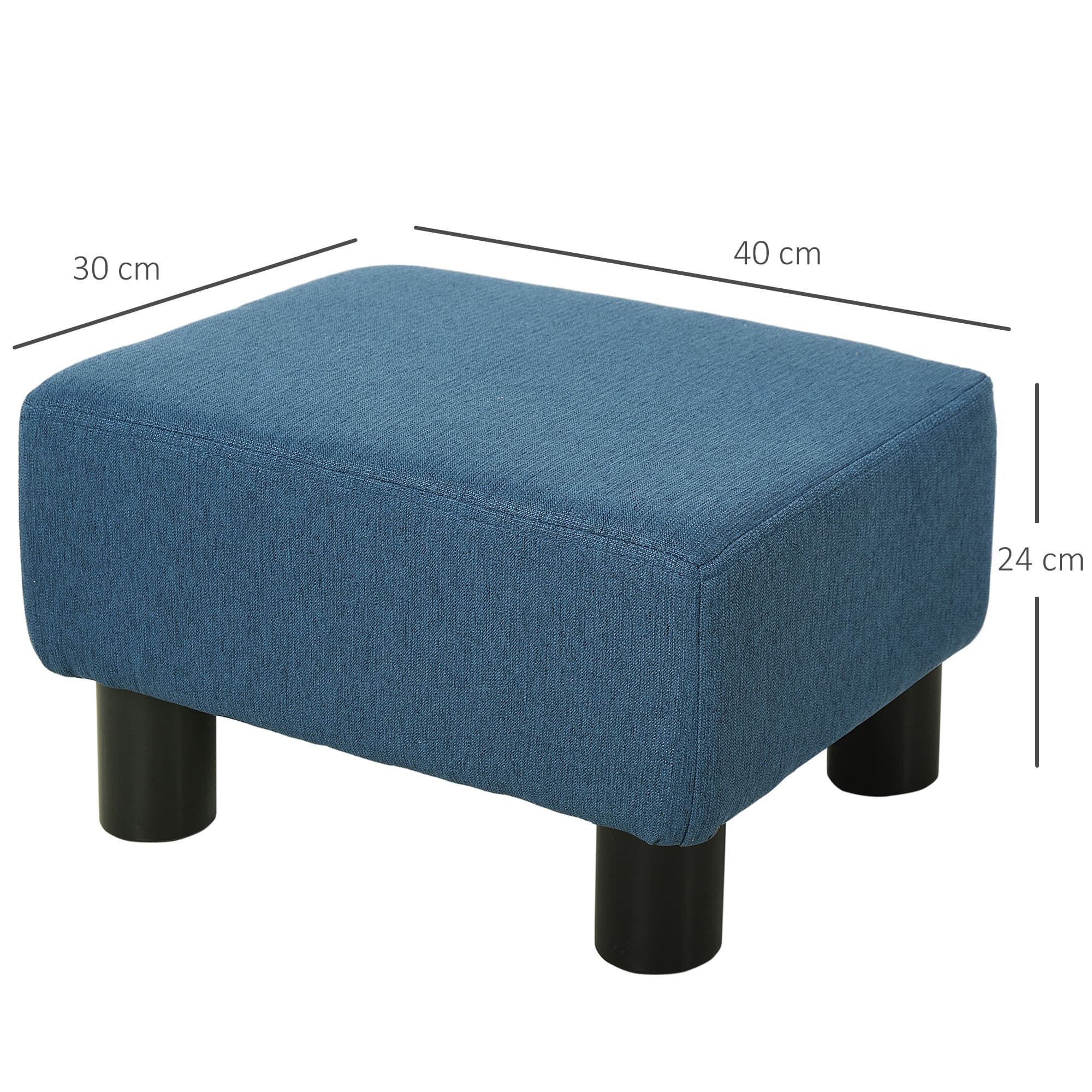 A compact blue footstool with linen upholstery and foam padding - image 1