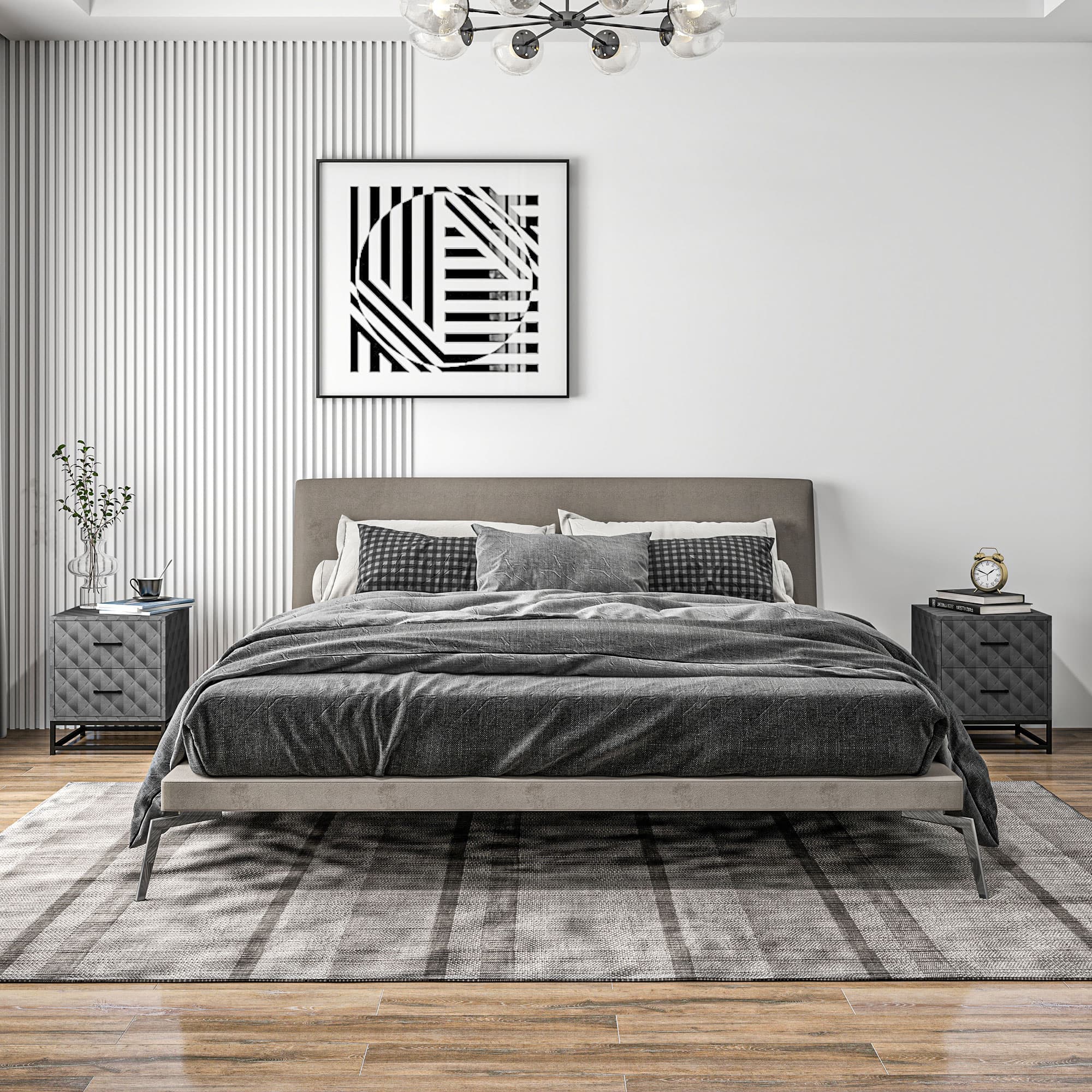 Transform Your Bedroom with Modern Grey 2-Drawer Bedside Tables - image 4