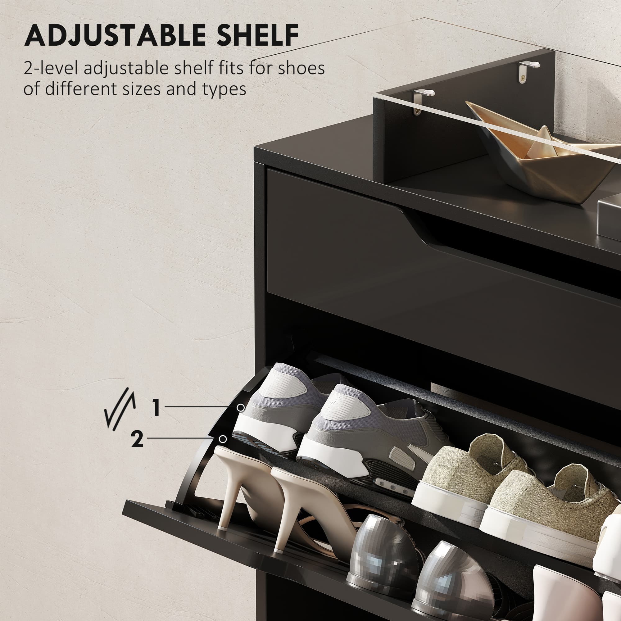 Effortless Hallway Storage: Slimline Black Shoe Cabinet - image 4