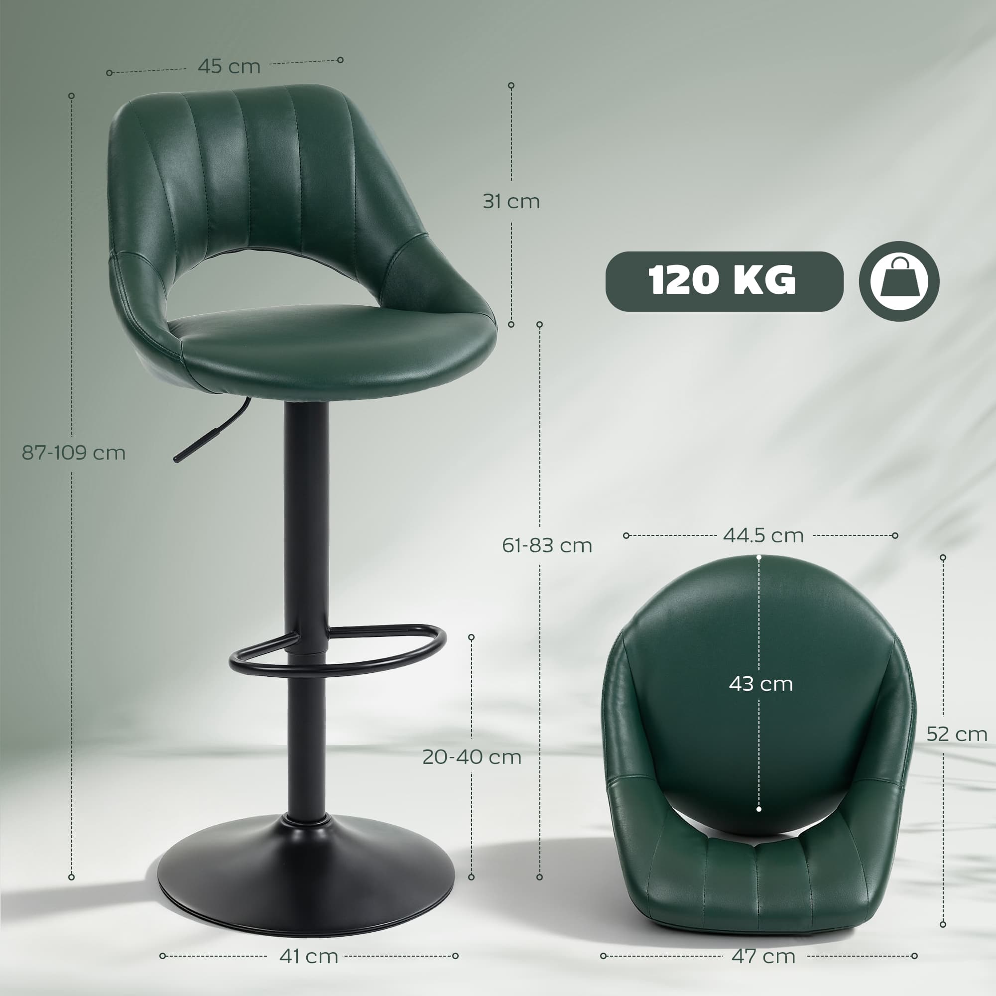 Transform Your Kitchen with Dark Green Faux Leather Bar Stools - image 5
