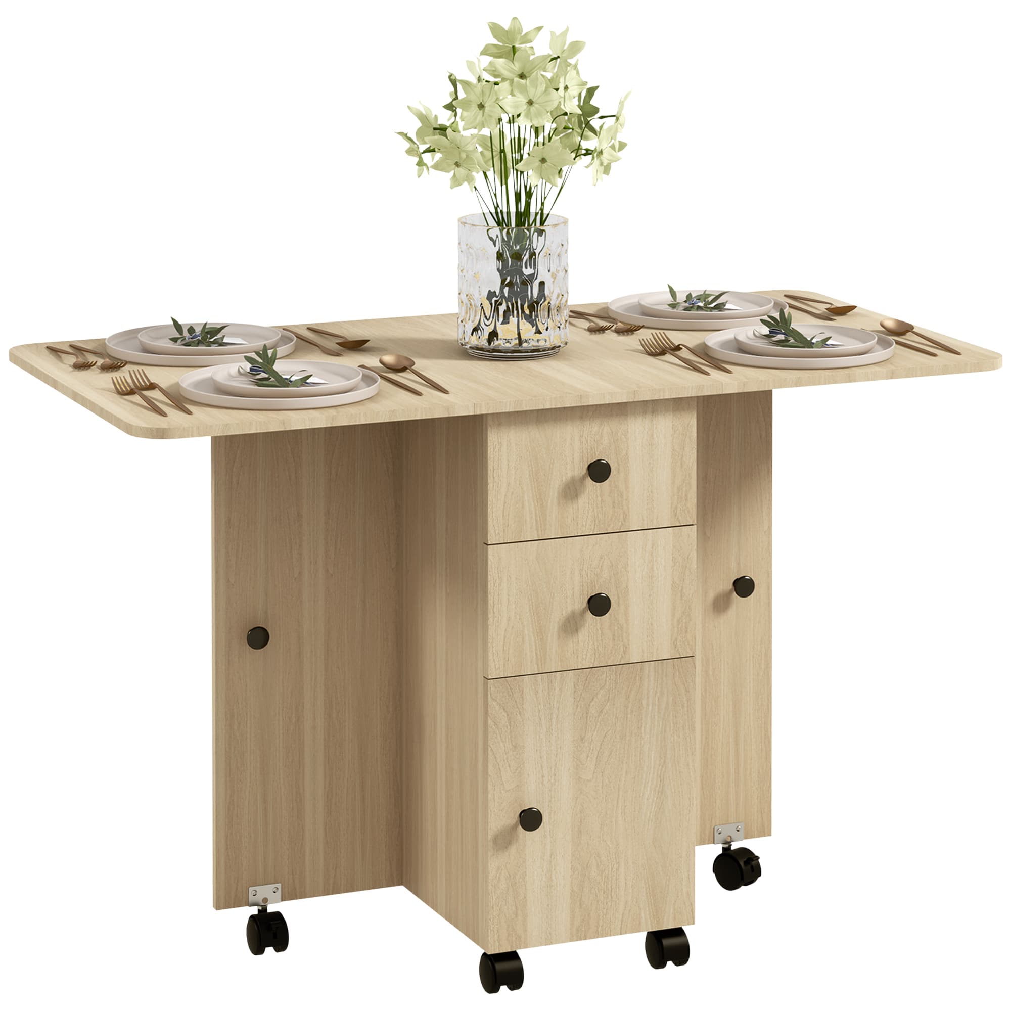 Transform Your Space With This 6-Seater Drop Leaf Table - Natural Wood
