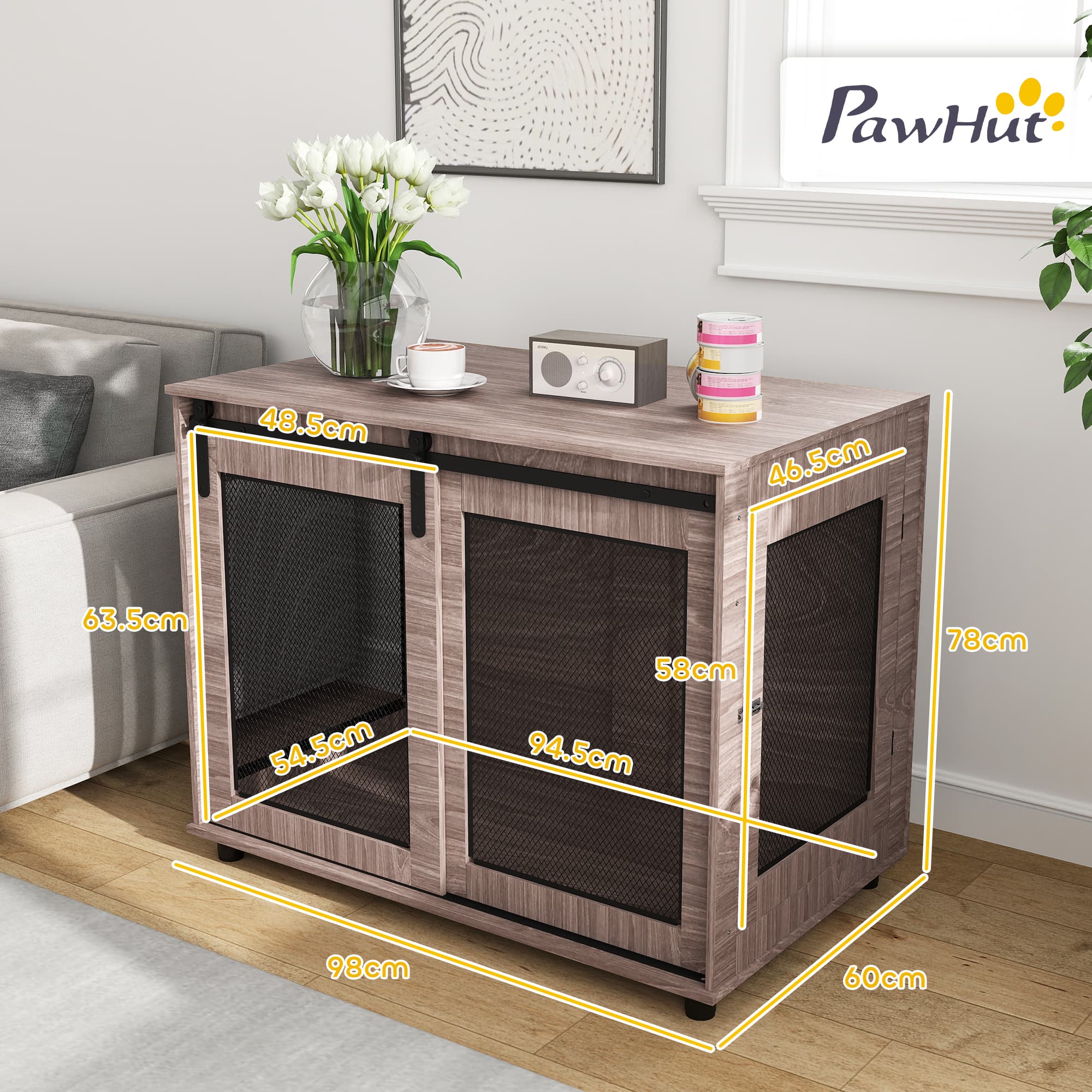 Furniture-Style Dog Crate with Barn Door for Large Dogs - image 3