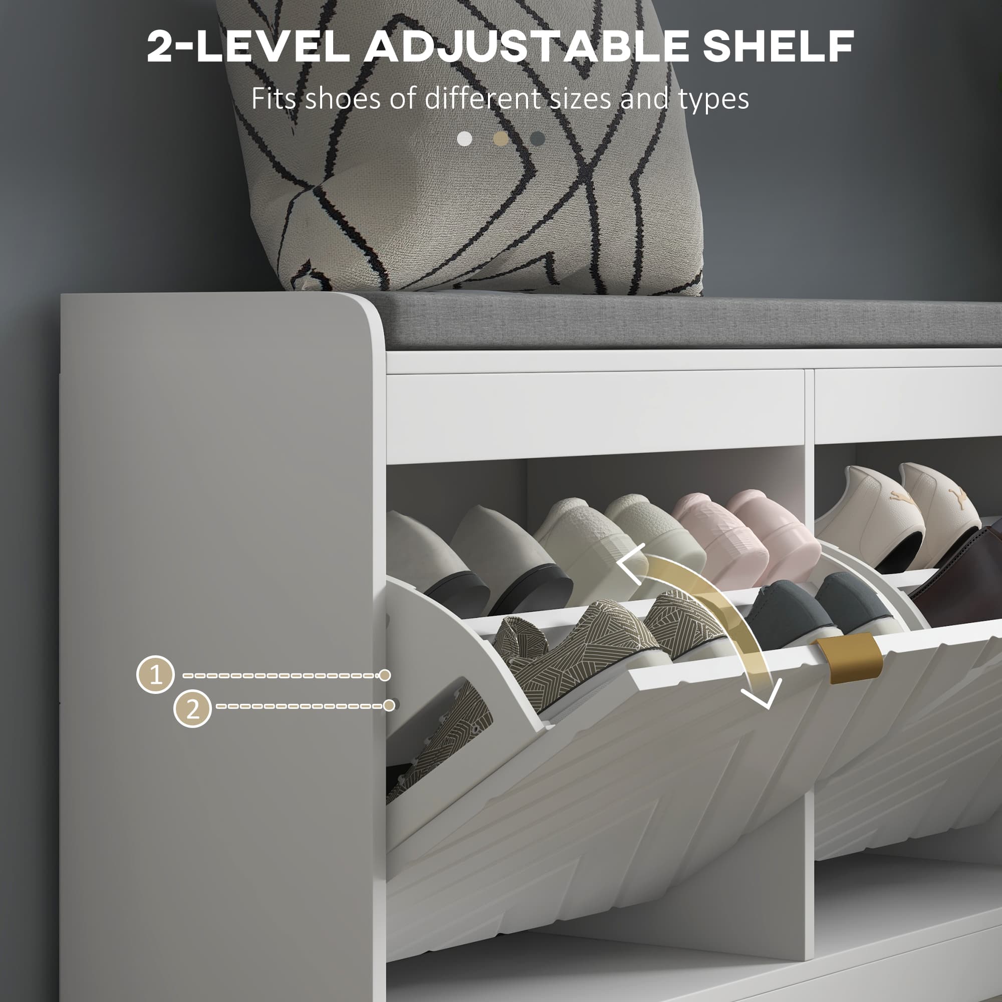 Effortless Hallway Organisation: White Shoe Bench with Seat - image 1
