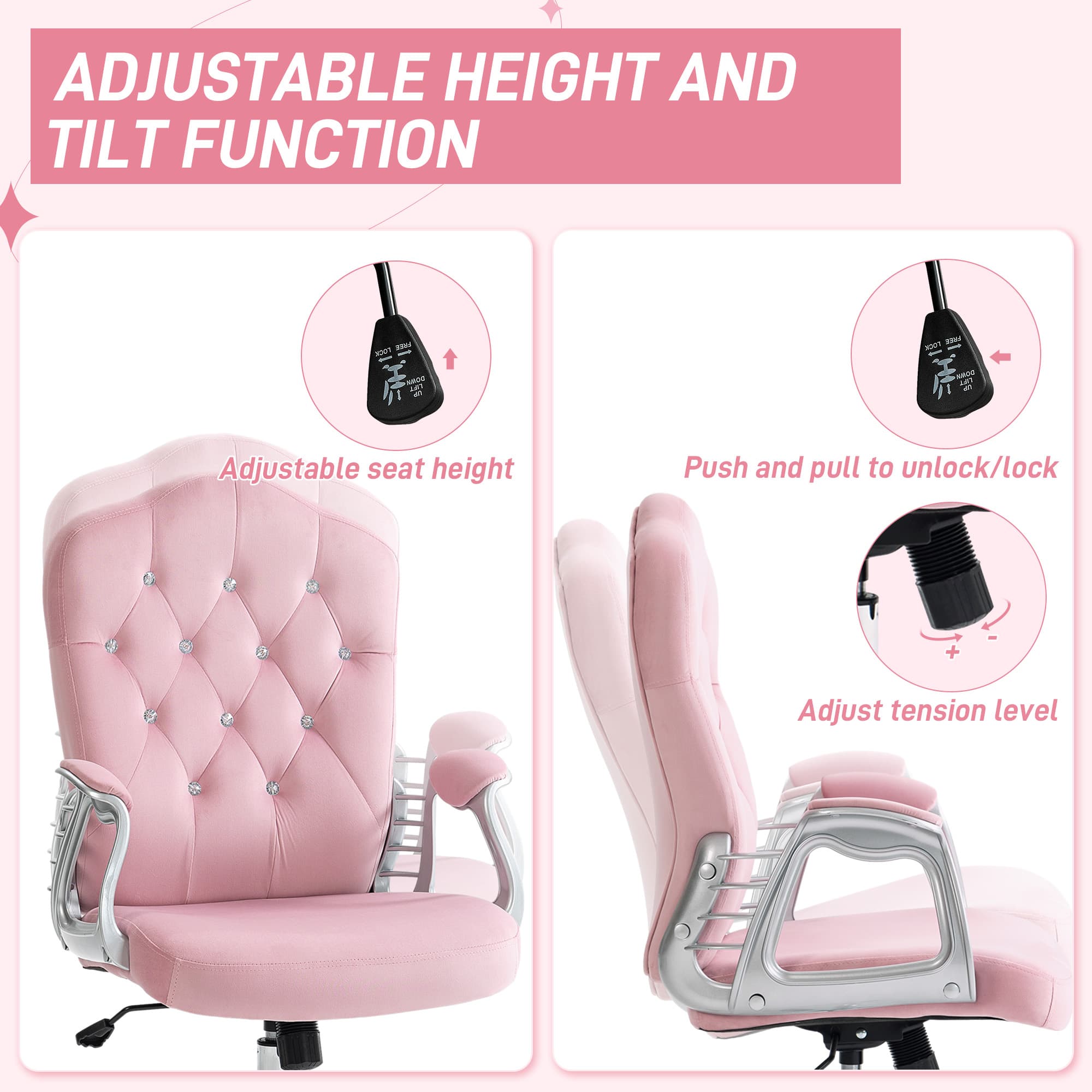 Transform Your Workspace with this Pink Velvet Desk Chair - image 1