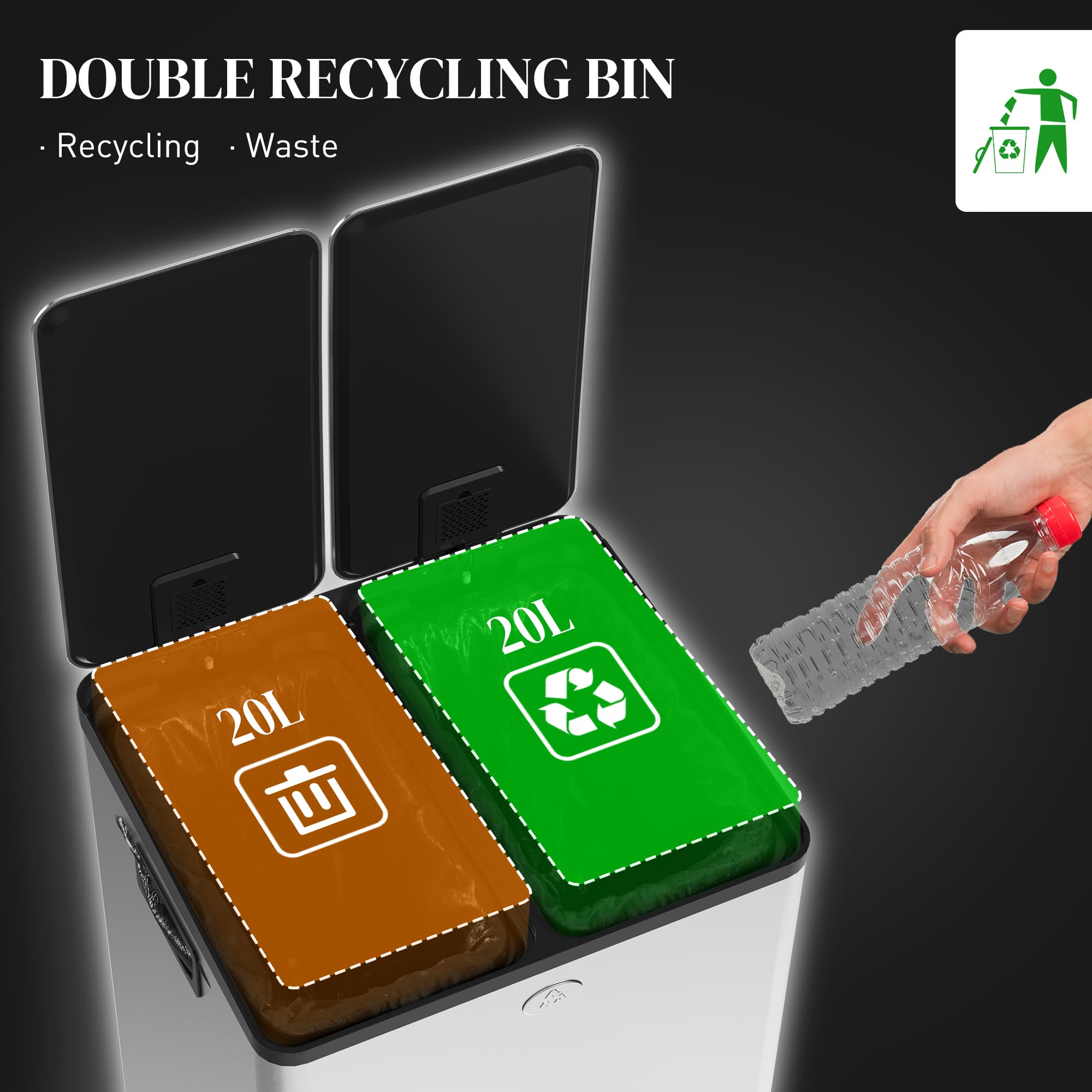 Transform Waste Sorting with this 40L Dual Compartment Bin - image 1